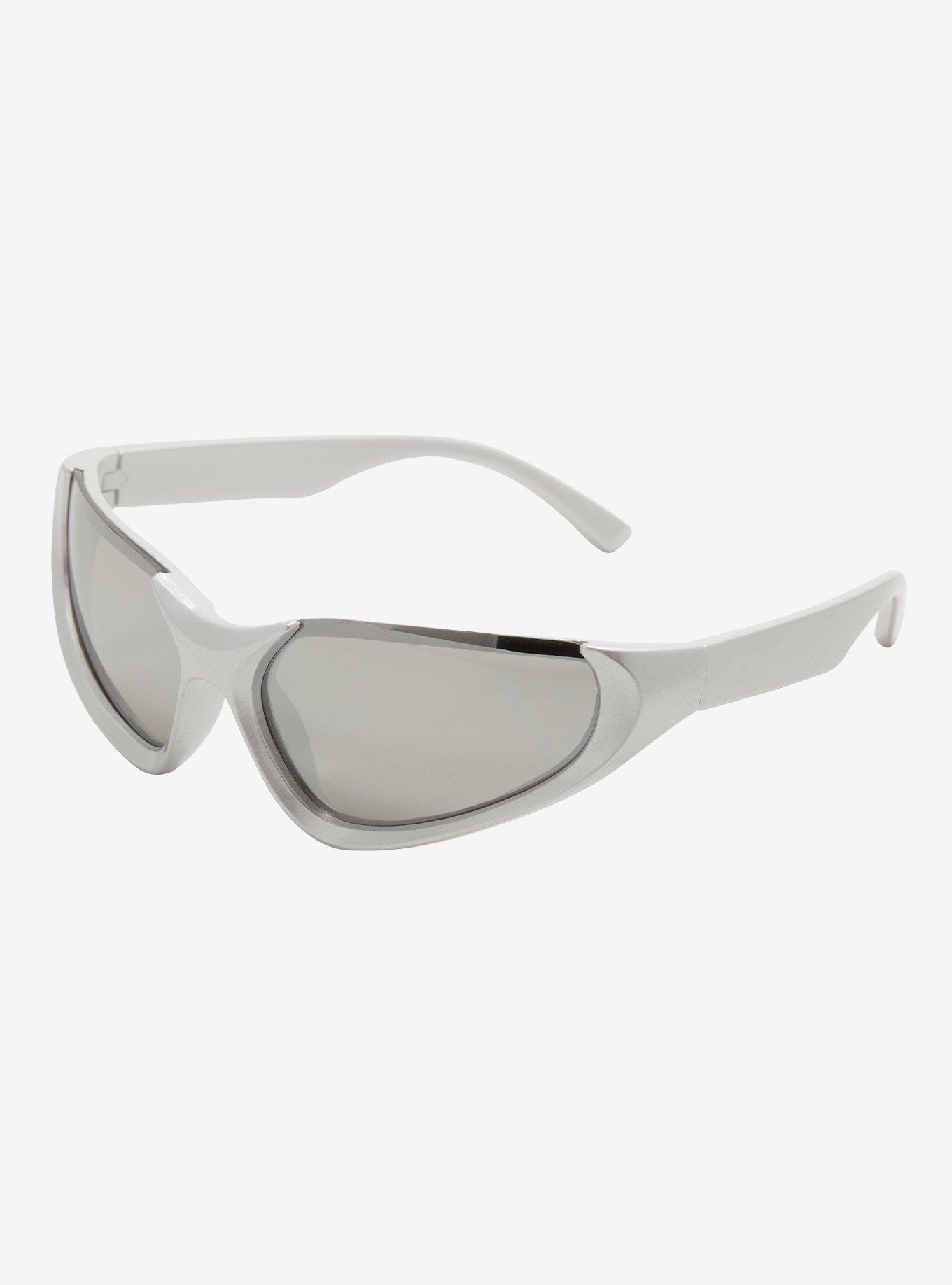 Silver Y2K Sport Sunglasses Hot Topic