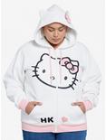 Hello Kitty 3D Ears Girls Zip-Up Hoodie Plus Size, PINK, hi-res