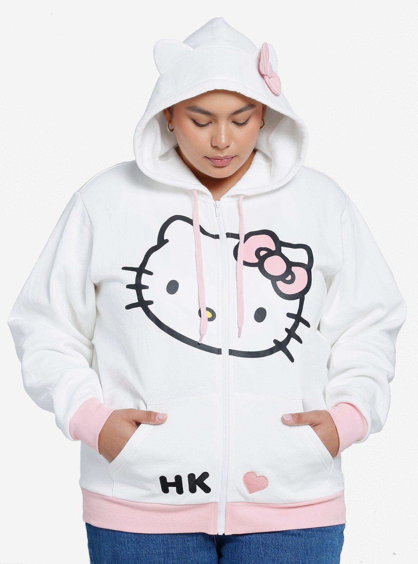 Women's Sanrio Hello Kitty Bow Zip-up Graphic Hoodie - Pink 2x : Target