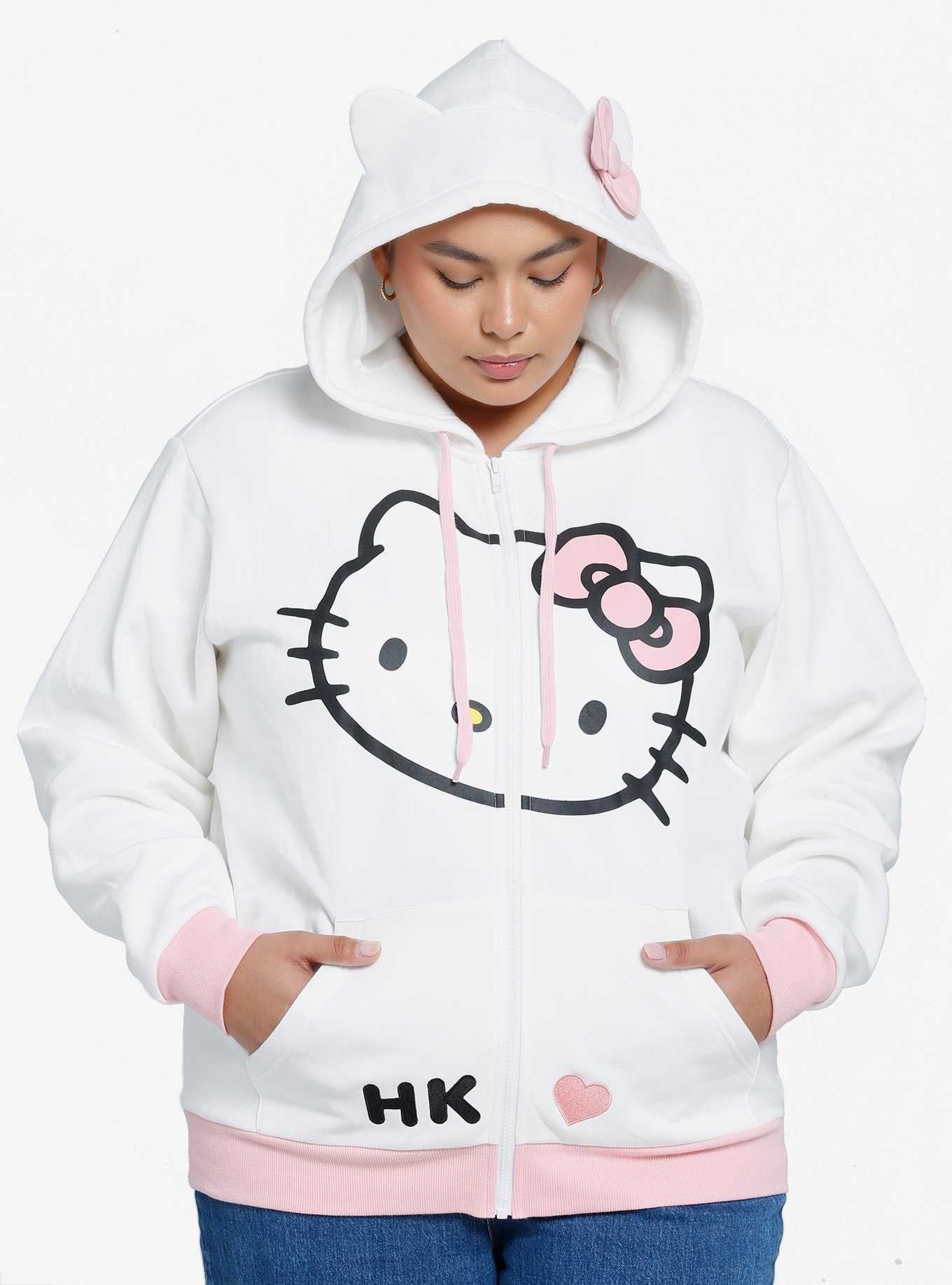 Hello Kitty 3D Ears Girls Zip-Up Hoodie Plus Size, , hi-res