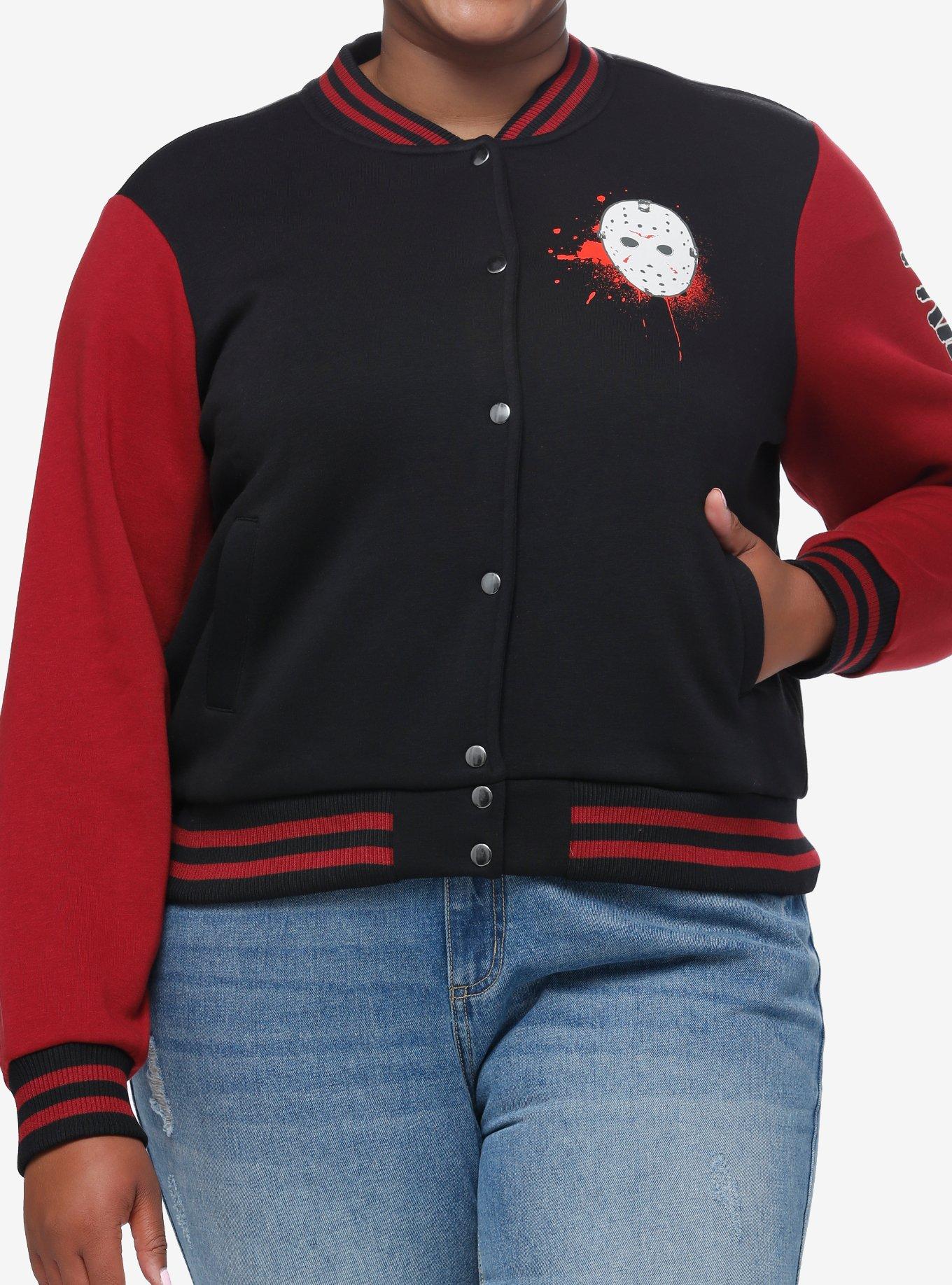 Friday The 13th Jason Color-Block Girls Varsity Jacket Plus Size, MULTI, hi-res