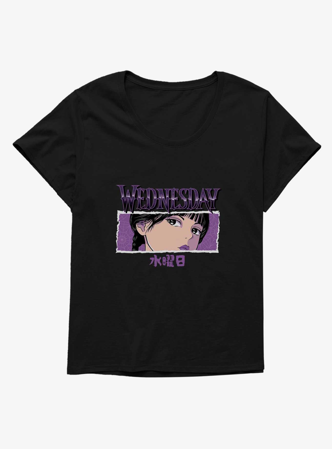 Wednesday Anime Glare Girls T-Shirt Plus Size, , hi-res