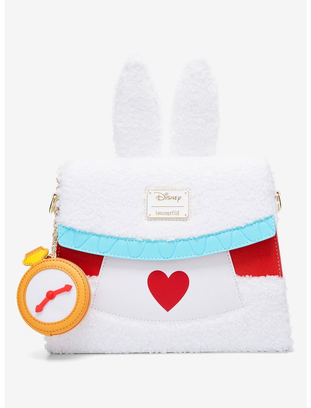 Loungefly Disney Alice In Wonderland White Rabbit Figural Fuzzy Crossbody Bag, , hi-res