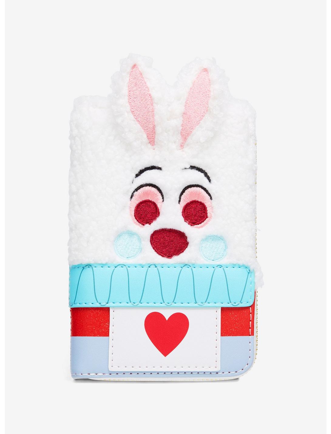 Loungefly Disney Alice In Wonderland White Rabbit Figural Fuzzy Zip Wallet, , hi-res