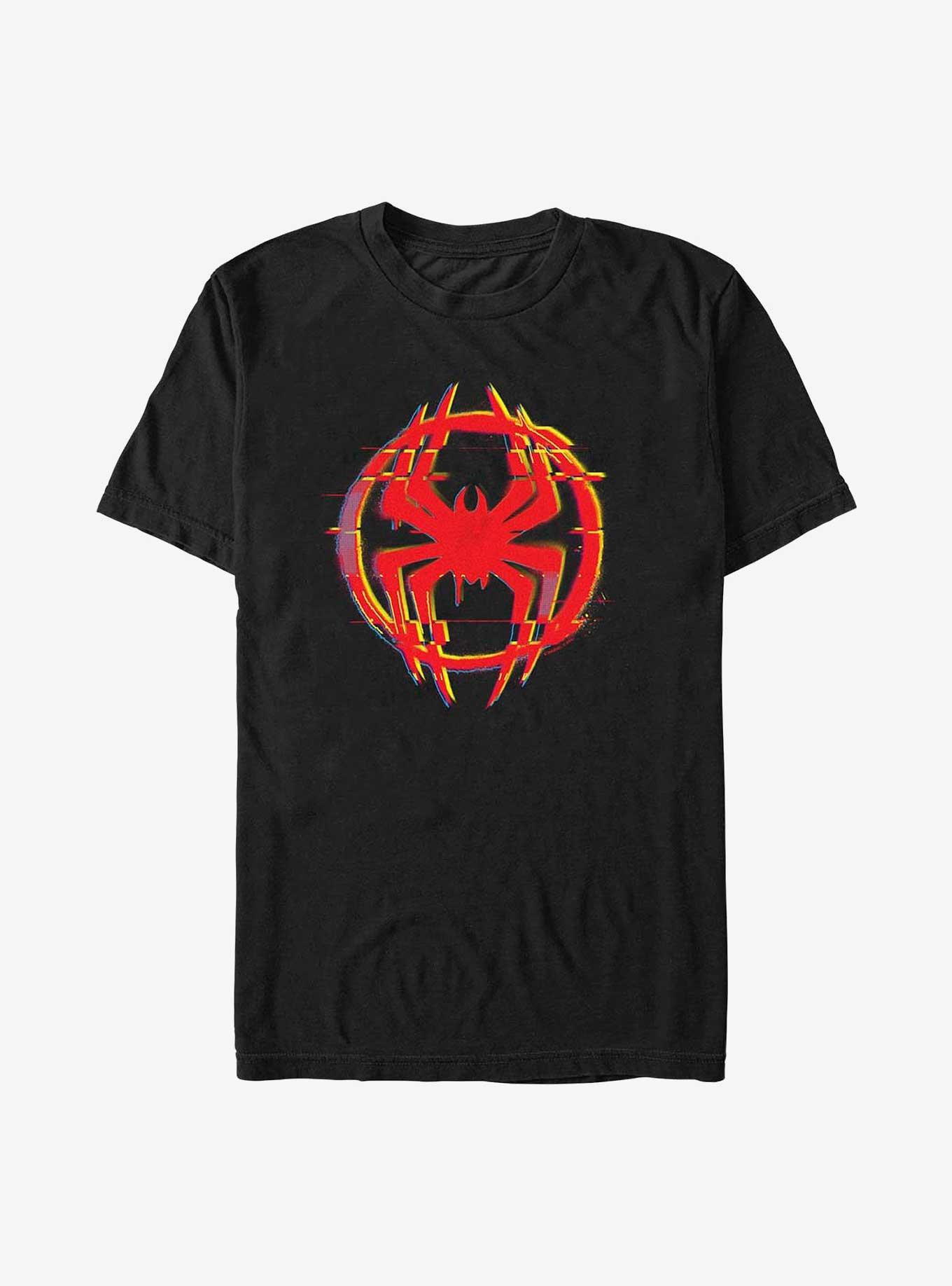 Marvel Spider-Man: Across The Spider-Verse Glitchy Miles Morales Logo T-Shirt, BLACK, hi-res