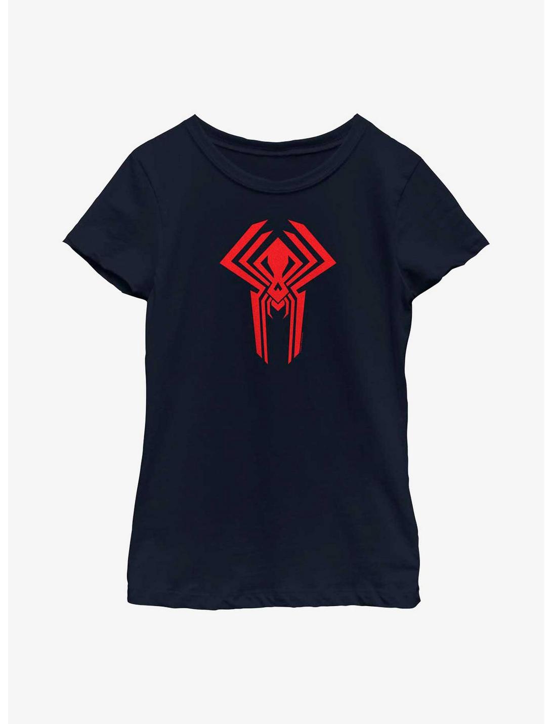Marvel Spider-Man: Across The Spider-Verse Miguel O'Hara 2099 Logo Youth Girls T-Shirt, NAVY, hi-res