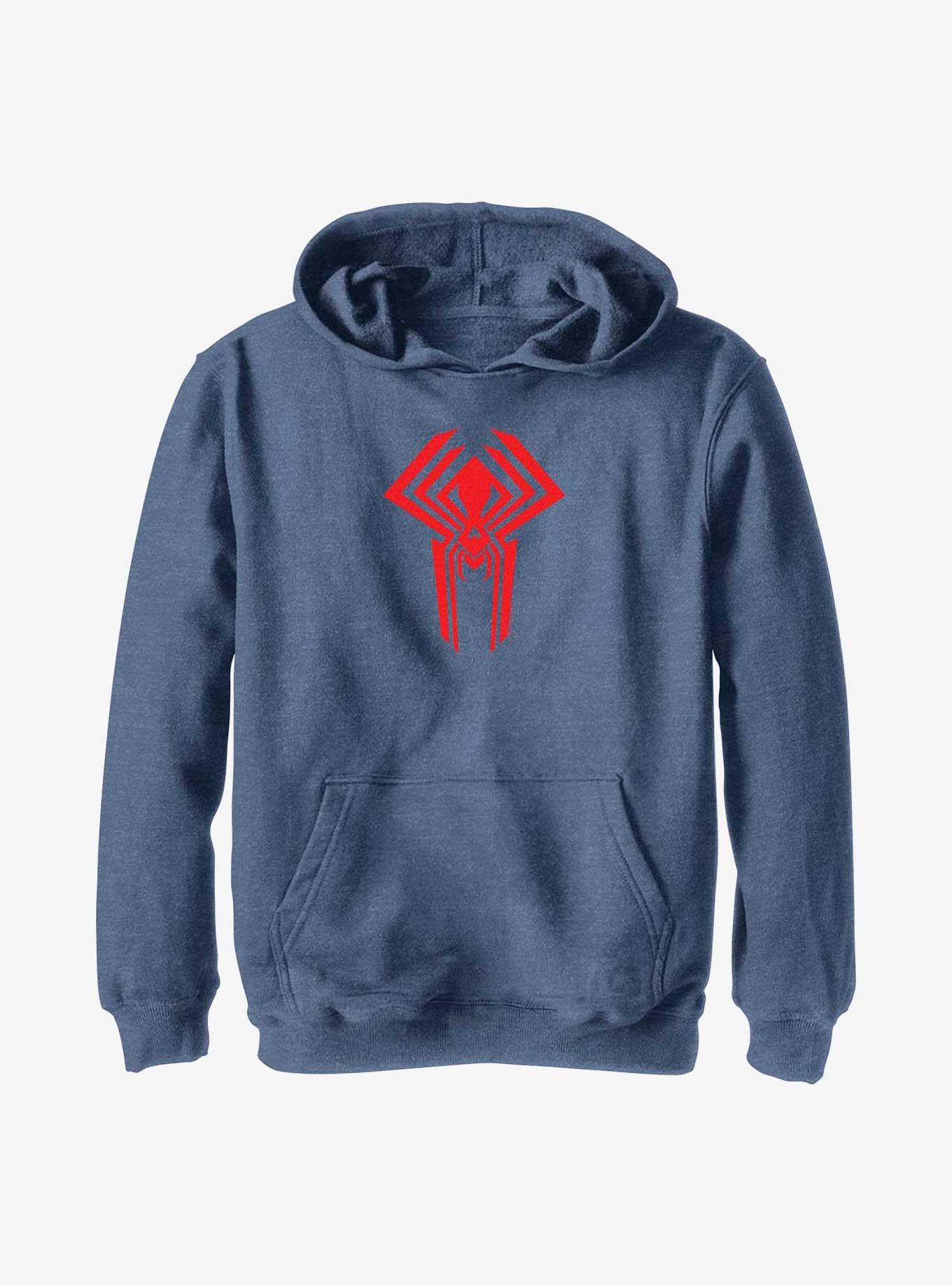 Marvel Spider-Man: Across The Spider-Verse Miguel O'Hara 2099 Logo Youth Hoodie, NAVY HTR, hi-res
