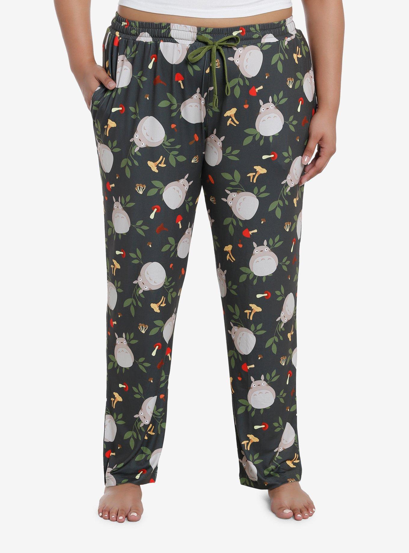 Studio Ghibli My Neighbor Totoro Totoro & Mushrooms Girls Pajama Pants Plus Size, GREY, hi-res