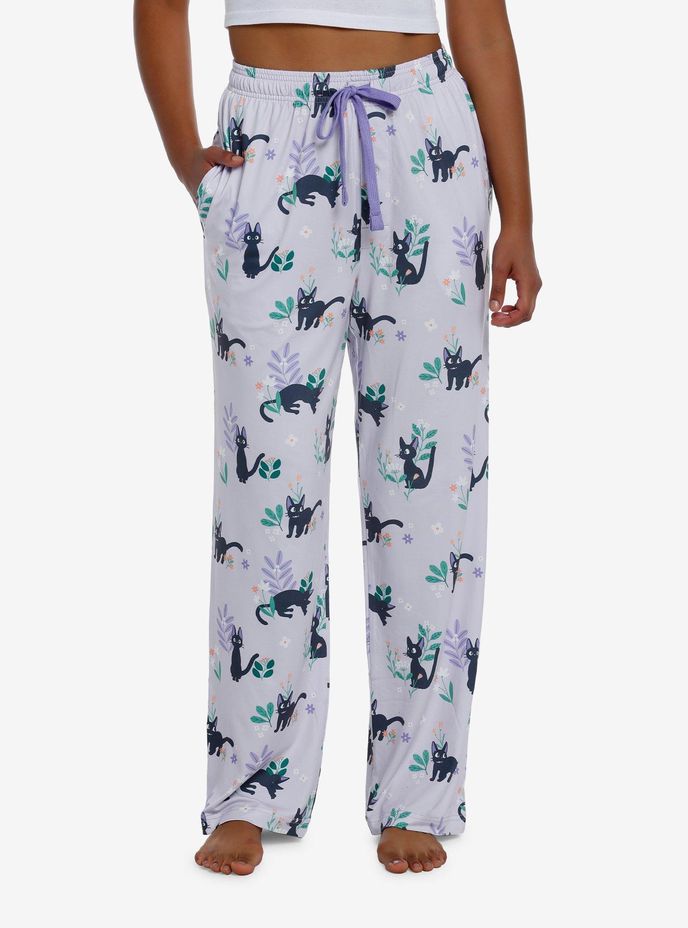 Cute Bee and Flower Purple Women's Pajama Pants Long Pajama