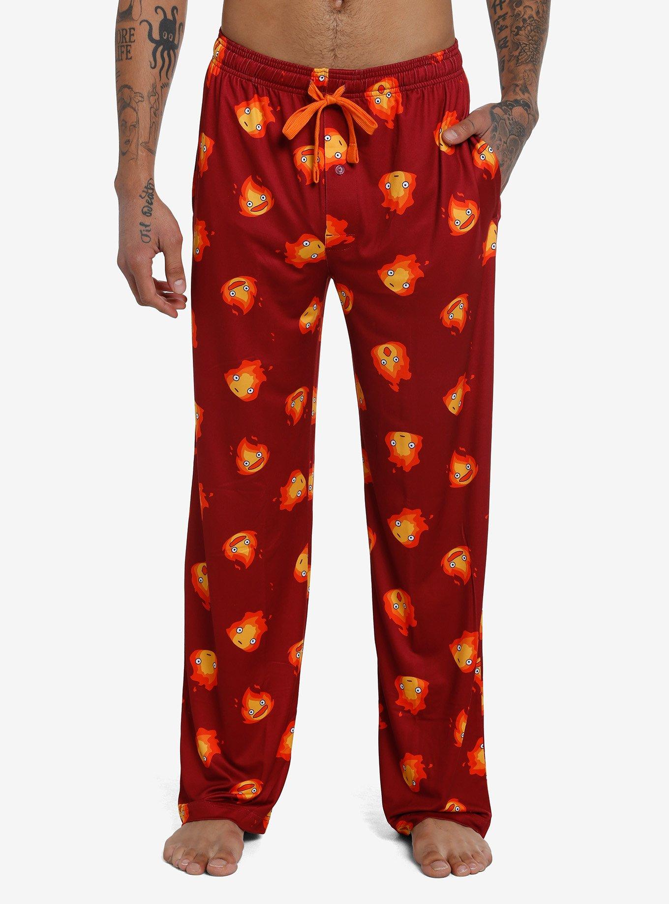 Studio Ghibli Howl's Moving Castle Calcifer Pajama Pants, RED, hi-res