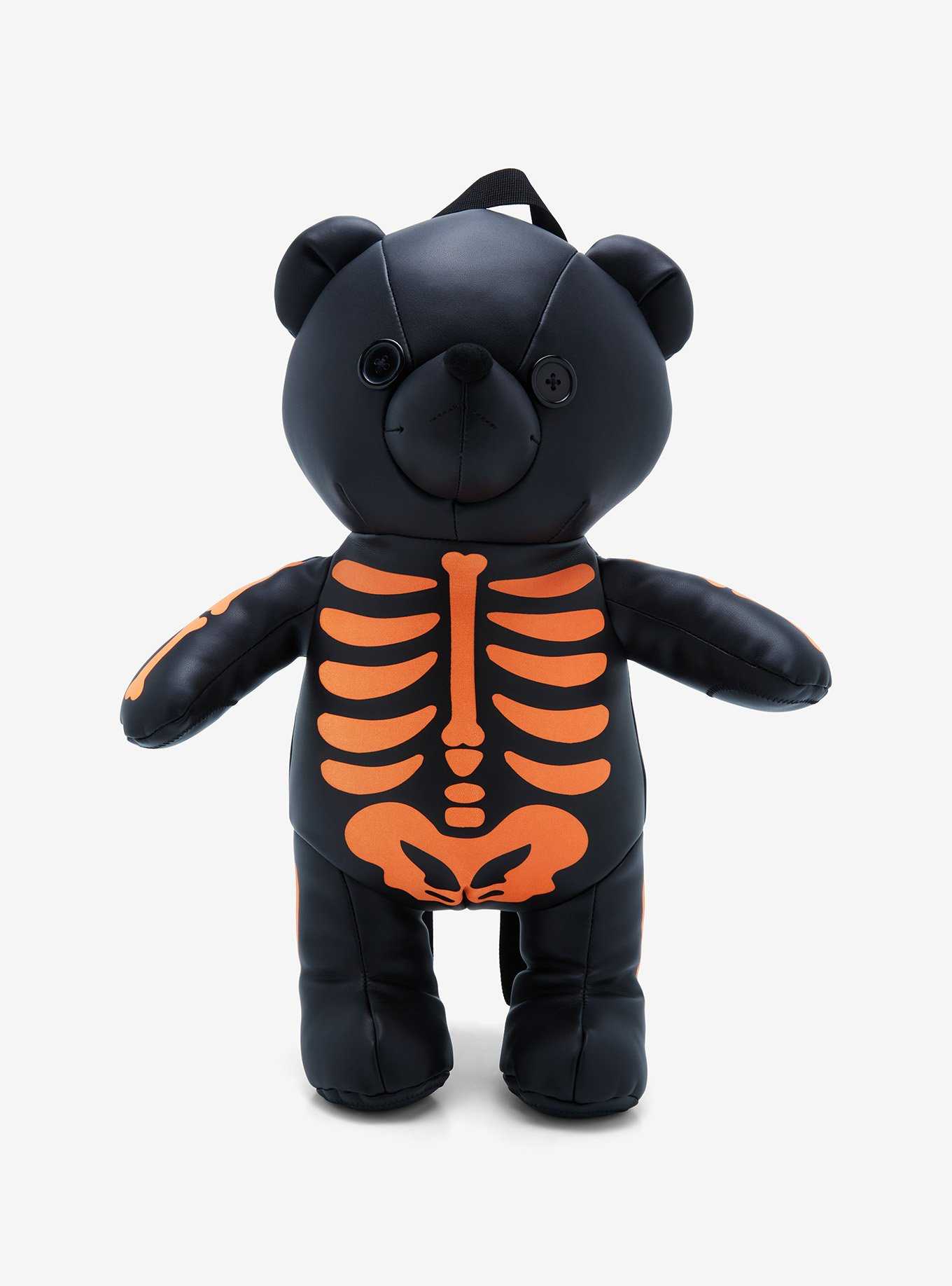 Social Collision Black & Orange Skeleton Bear Mini Backpack, , hi-res
