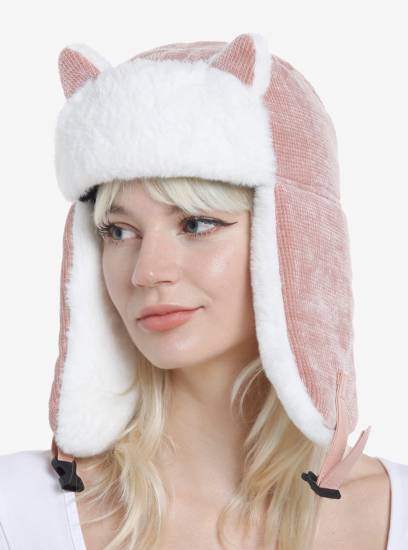 Pink Cat Ear Aviator Hat, , hi-res