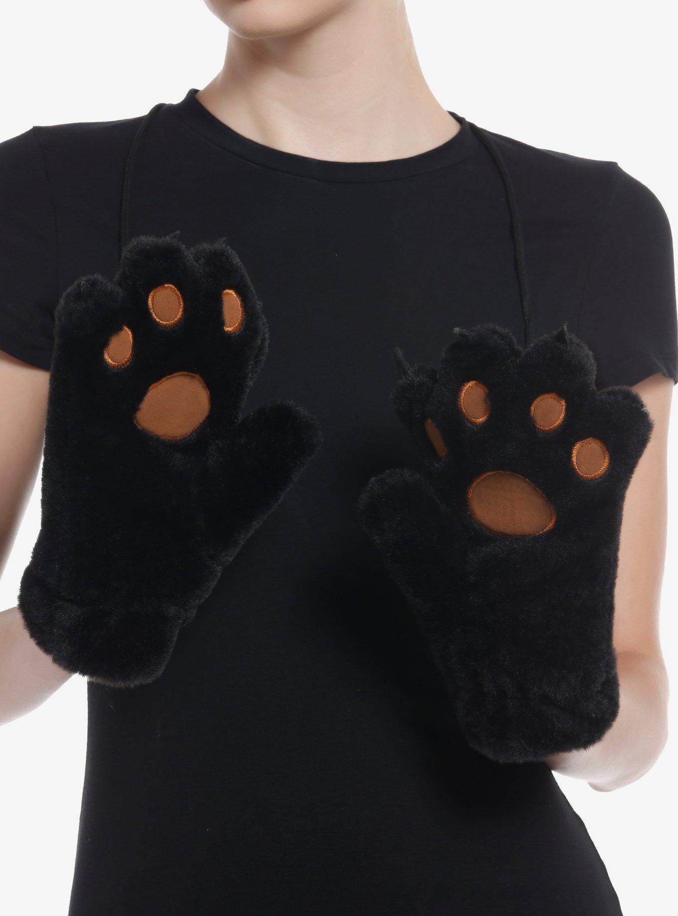 Black Bear Fuzzy Paw Glove Set, , hi-res