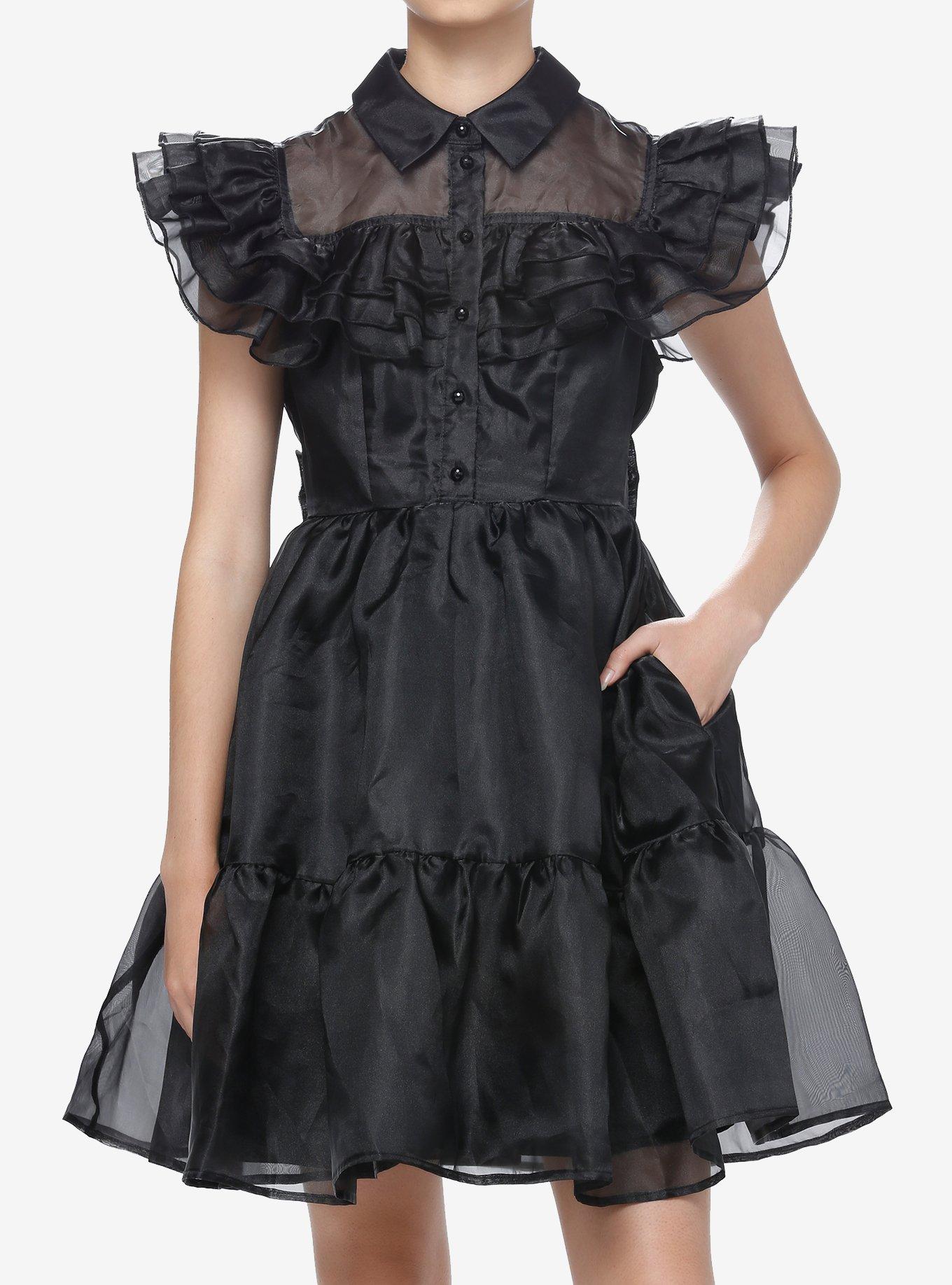 Wednesday Iconic Dance Ruffle Dress, BLACK, hi-res