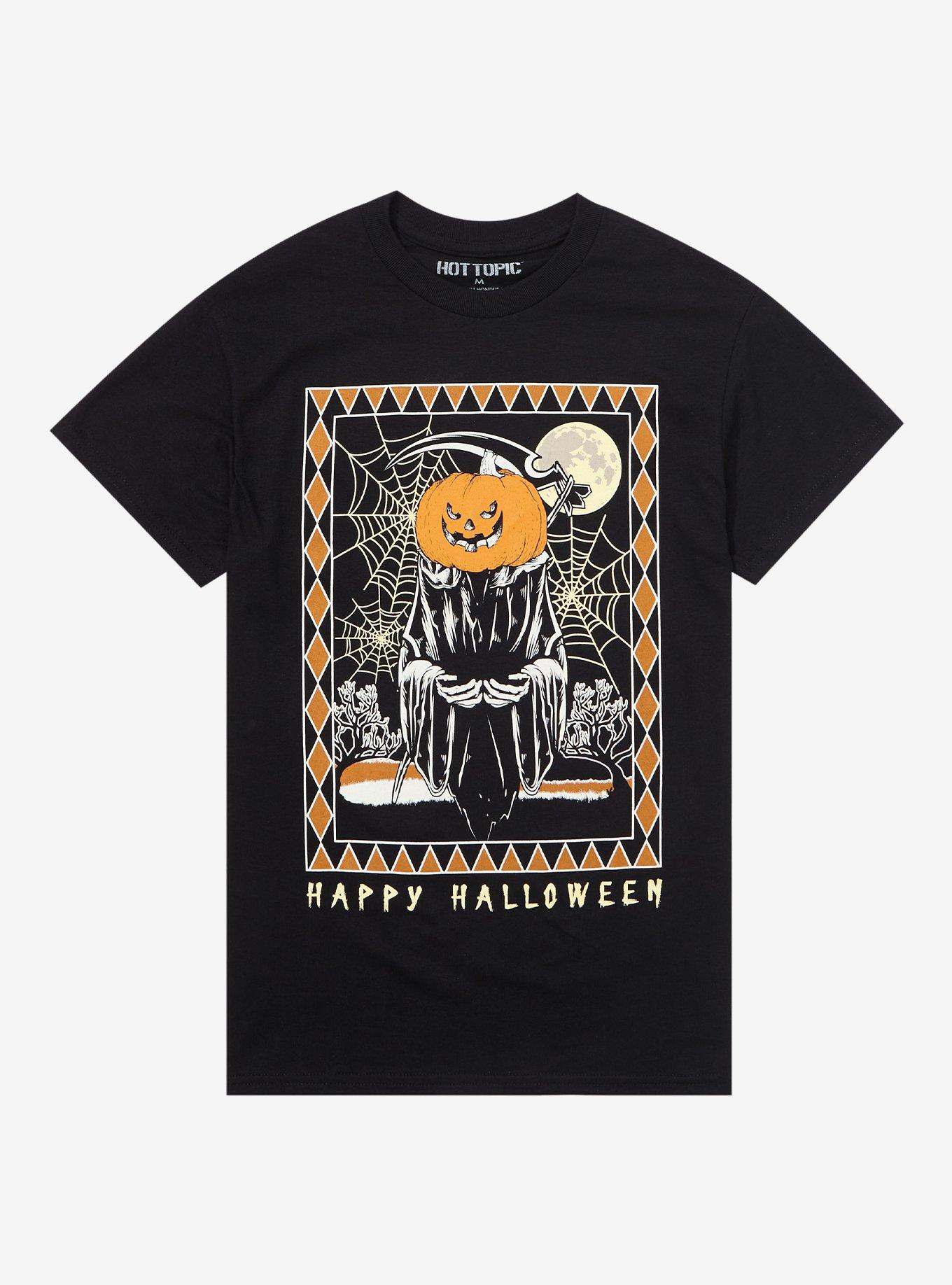 Vintage Halloween Pumpkin Reaper Boyfriend Fit Girls T-Shirt, MULTI, hi-res