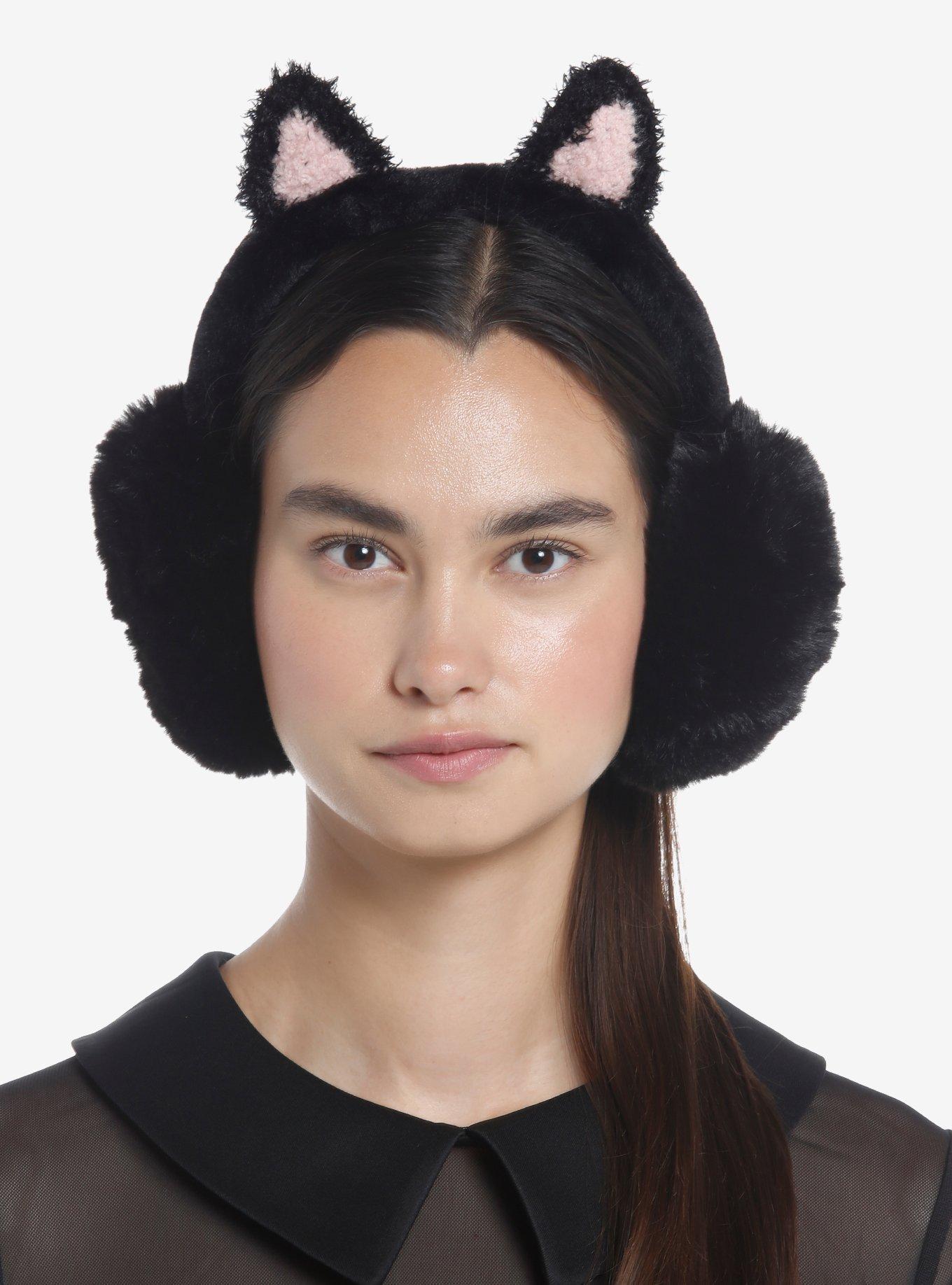 Black Cat Earmuffs, , hi-res