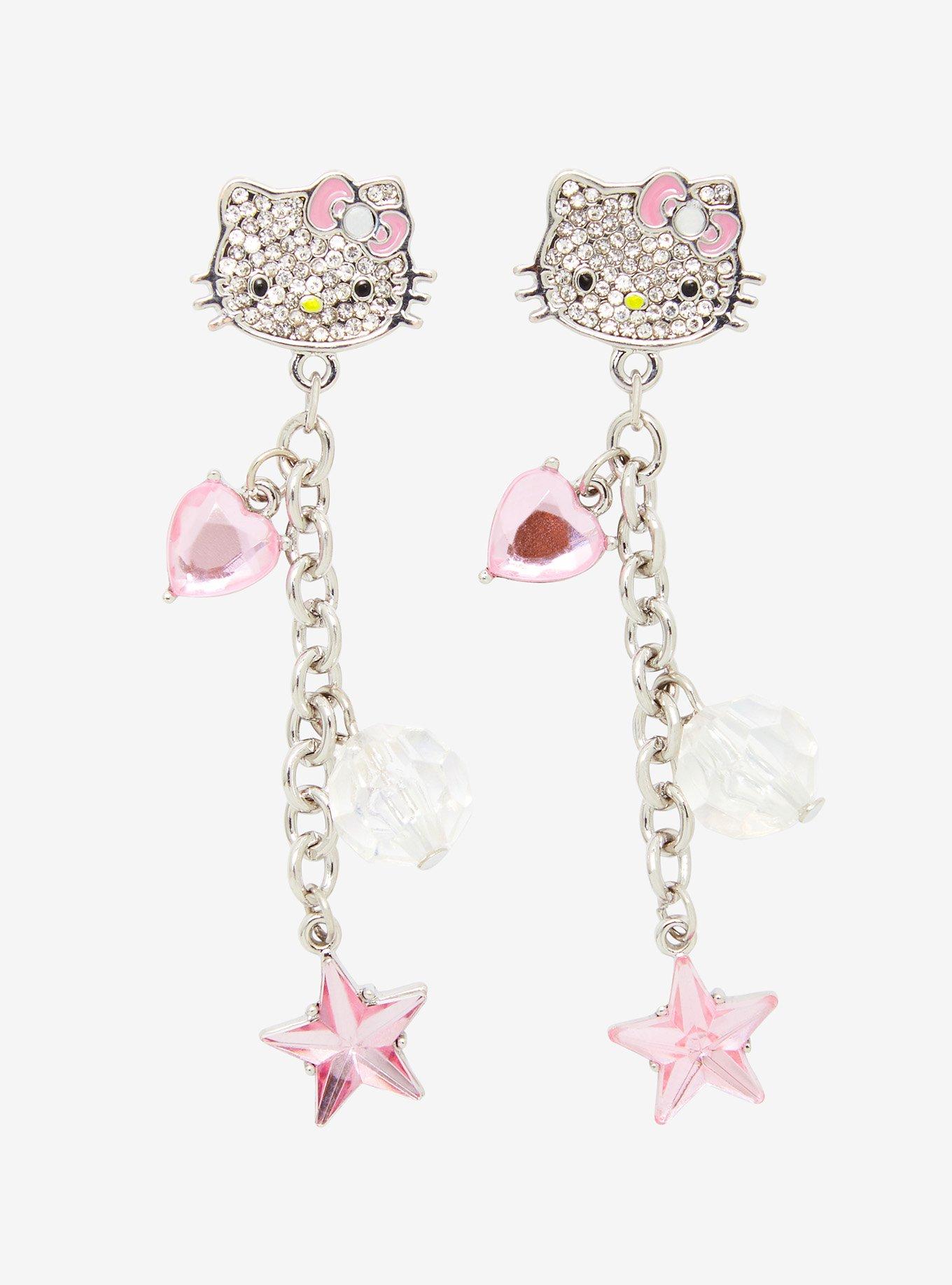 Hello Kitty Bling Drop Earrings, , hi-res view 1