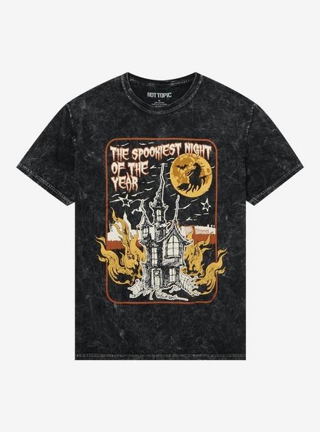 Haunted House Halloween Night Acid Wash T-Shirt | Hot Topic