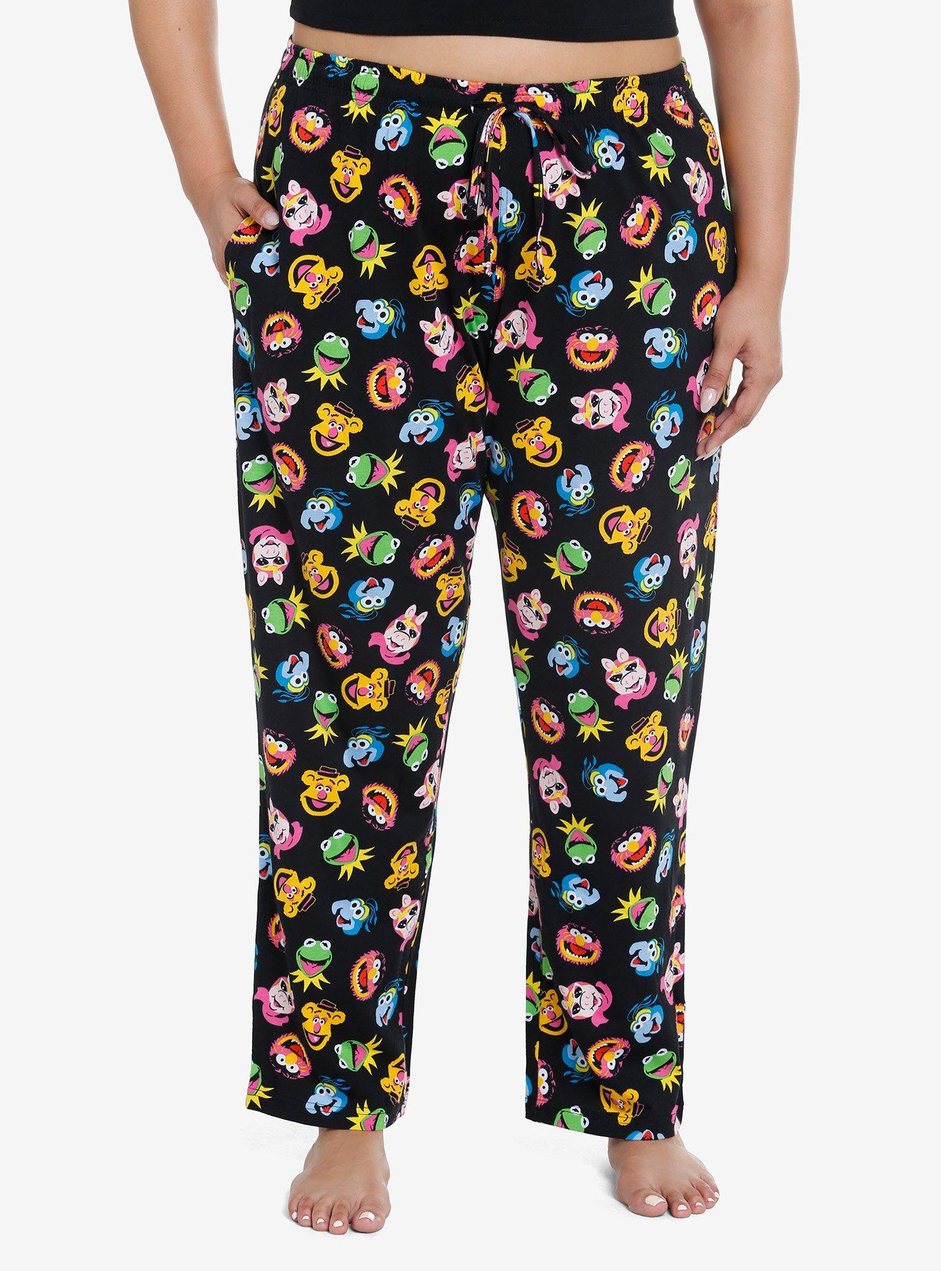 The Muppets Characters Pajama Pants Plus Size, BLACK, hi-res
