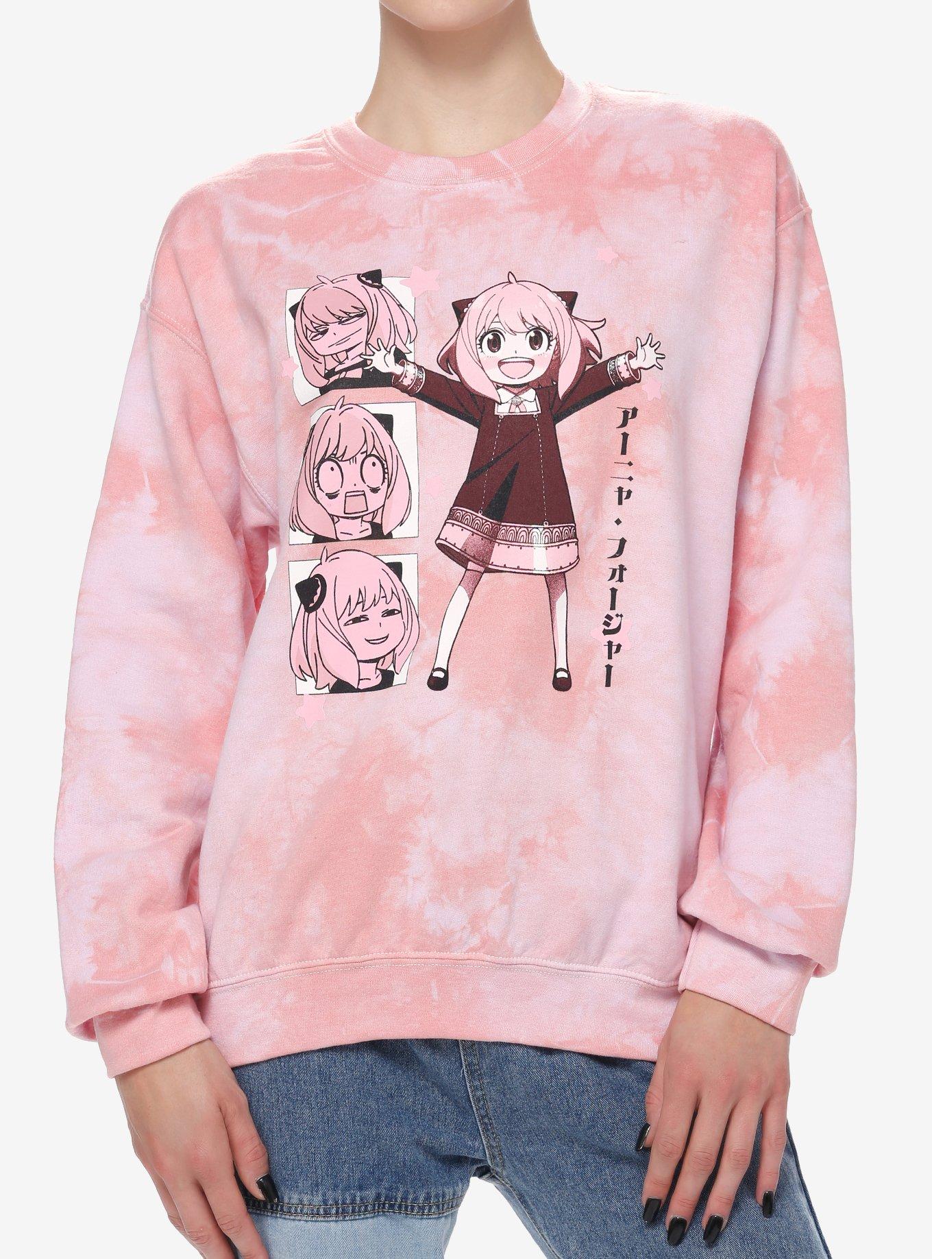 Spy X Family Anya Faces Pink Tie-Dye Girls Sweatshirt, MULTI, hi-res