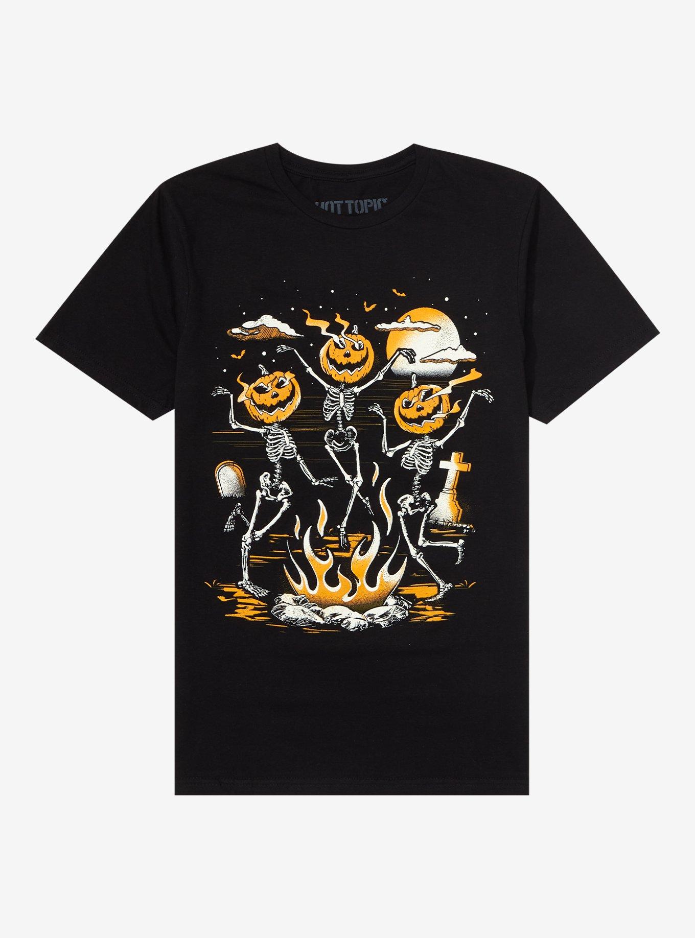 Dancing Skeleton Pumpkins Boyfriend Fit Girls T-Shirt, MULTI, hi-res