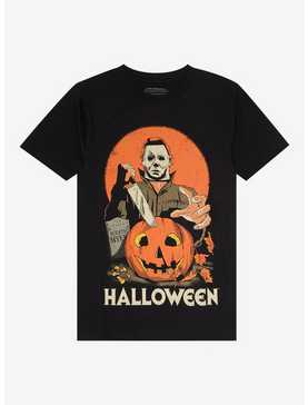 Halloween Pumpkin Orange Moon Boyfriend Fit Girls T-Shirt, , hi-res