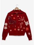 Disney Mulan Icons Zippered Women's Sweater - BoxLunch Exclusive, RED, hi-res