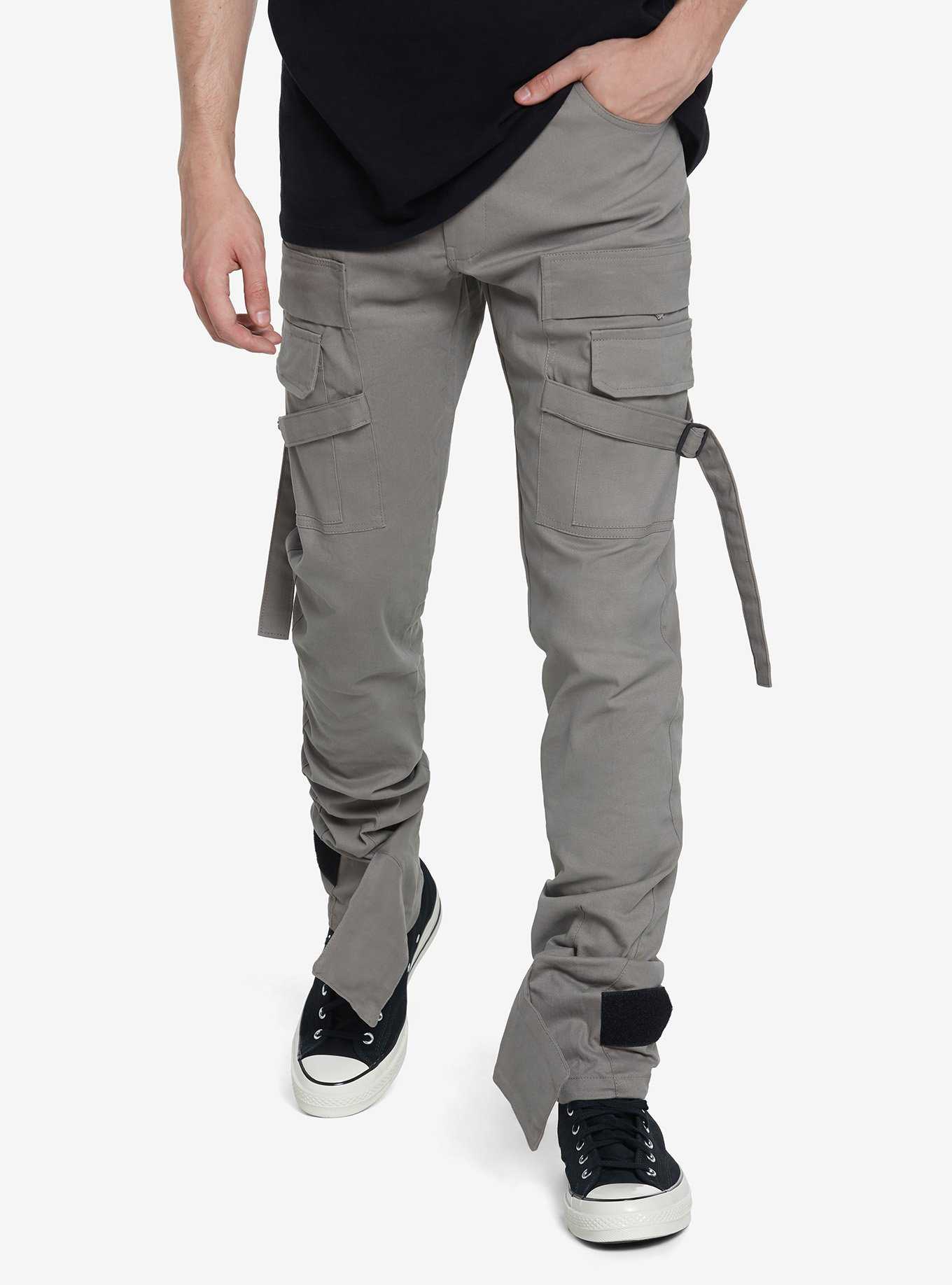 Grey Strap Cargo Pants, , hi-res