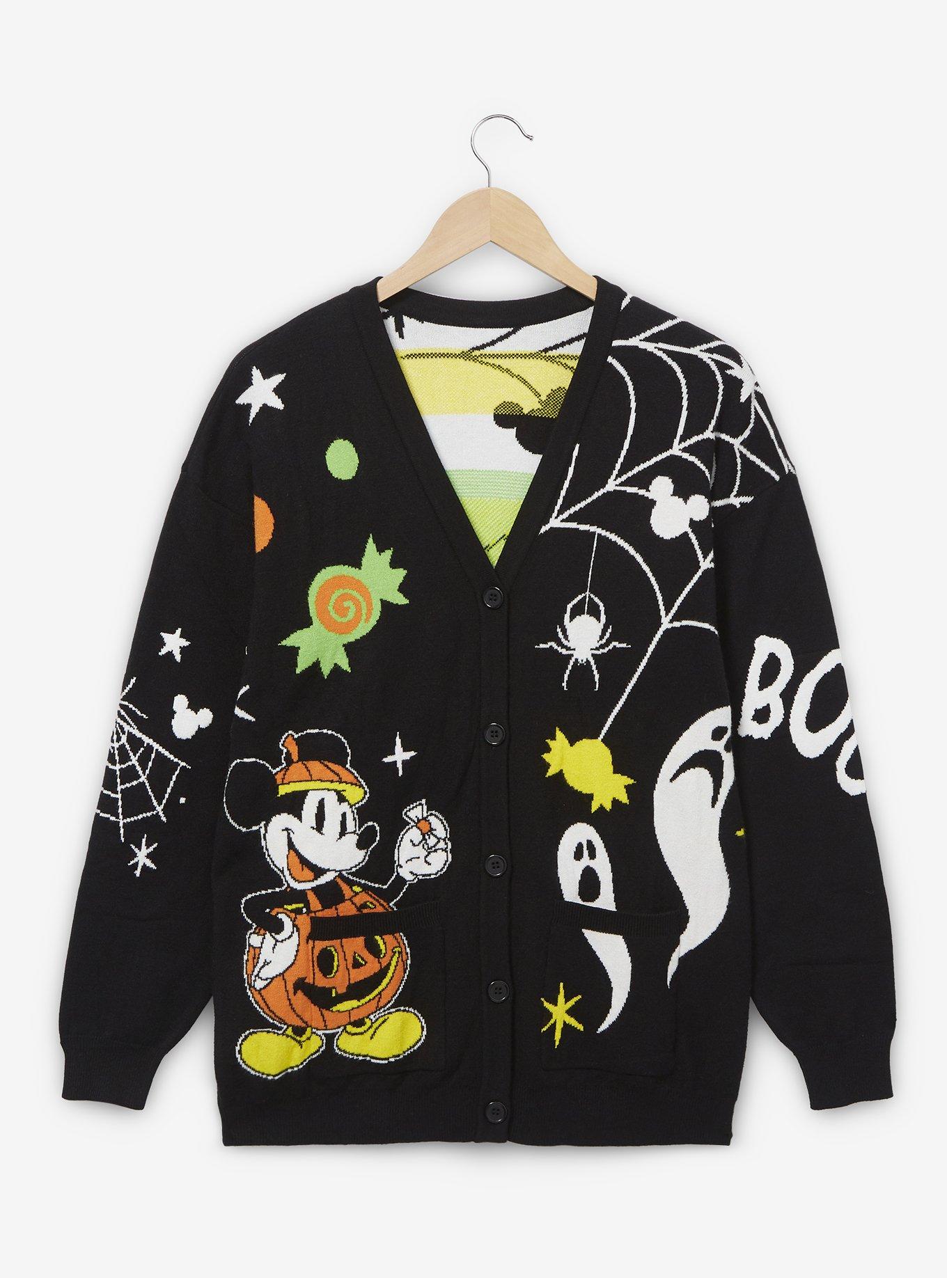Disney Mickey Mouse Halloween Icons Cardigan - BoxLunch Exclusive, BLACK, hi-res