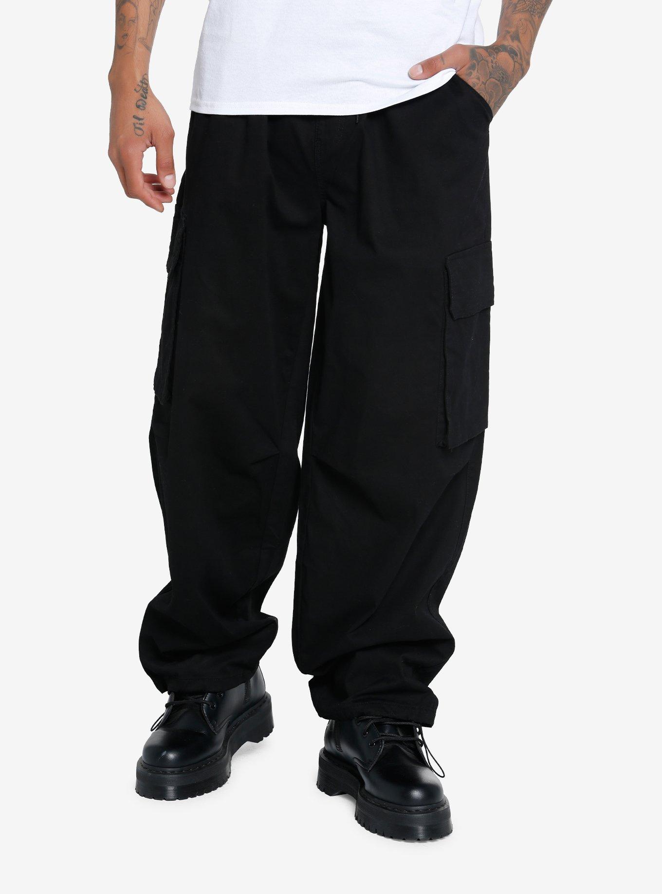 Black Side Chain Zipper Carpenter Pants Plus Size