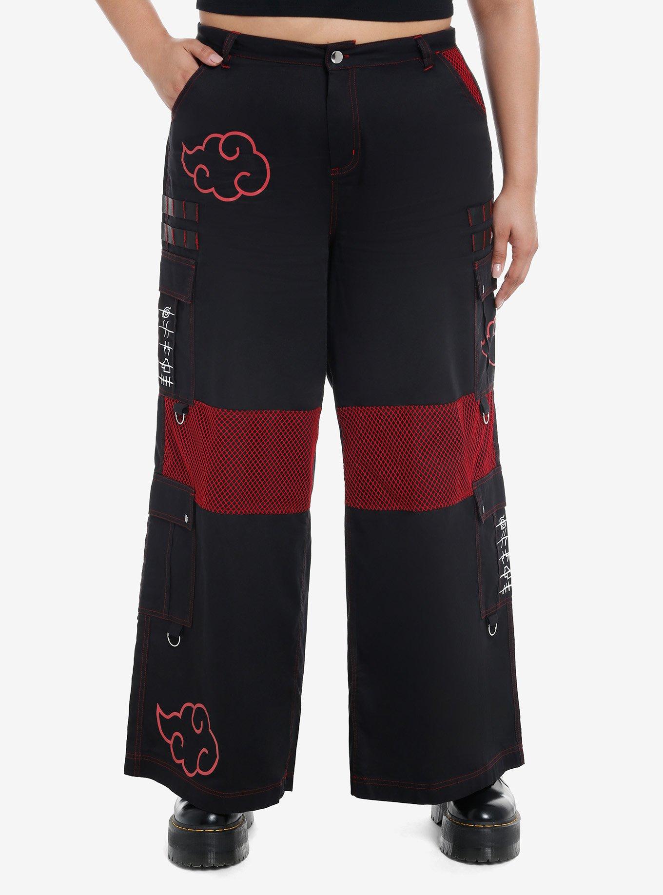 Naruto Shippuden Akatsuki Mesh Wide Leg Cargo Pants Plus Size