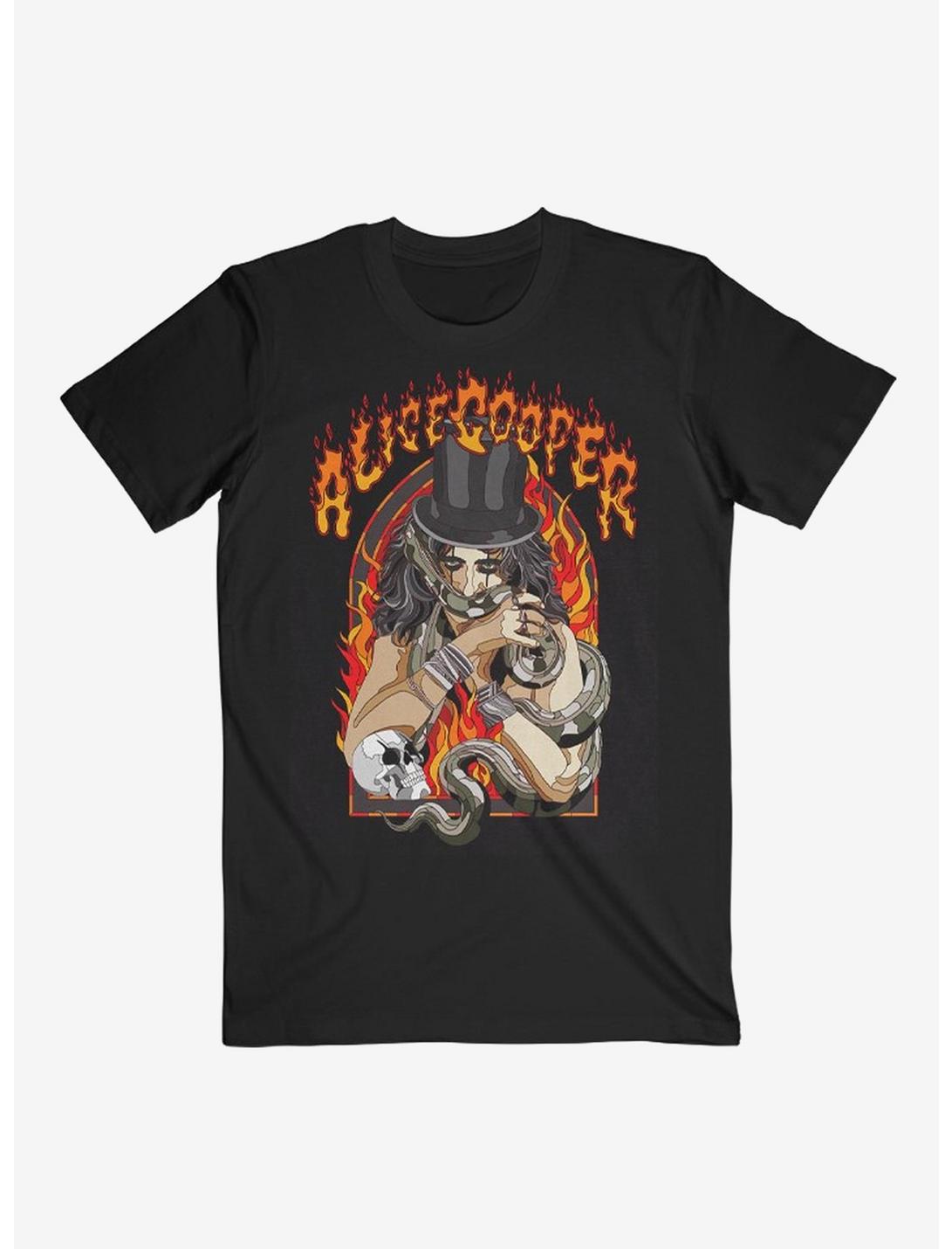 Alice Cooper Snake Stained Glass Boyfriend Fit Girls T-Shirt, BLACK, hi-res