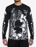Black & White Mushroom Skull Long-Sleeve T-Shirt, WHITE, hi-res