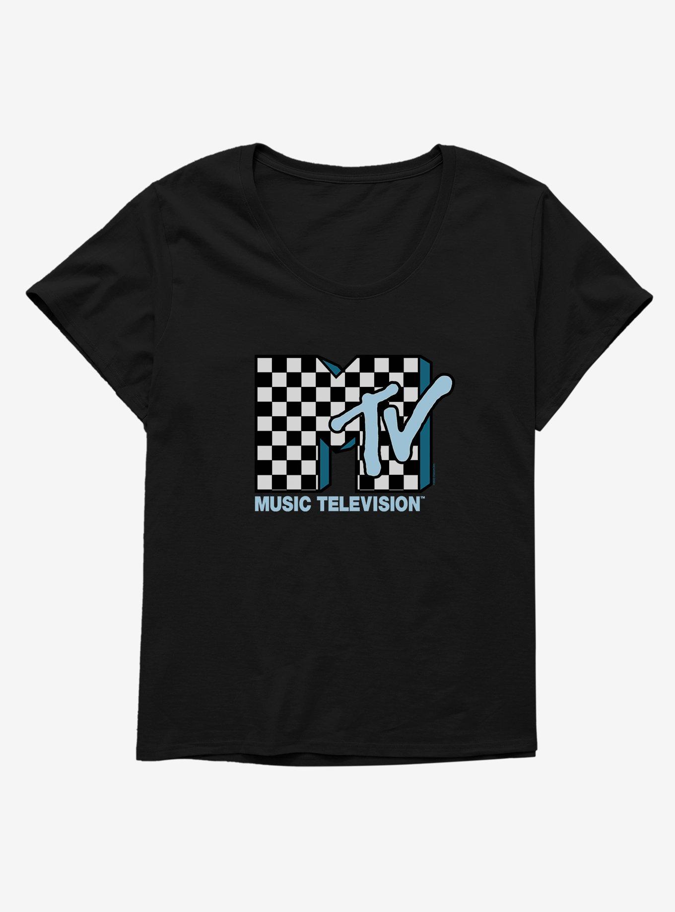 MTV Checkerboard Logo Girls T-Shirt Plus Size, BLACK, hi-res