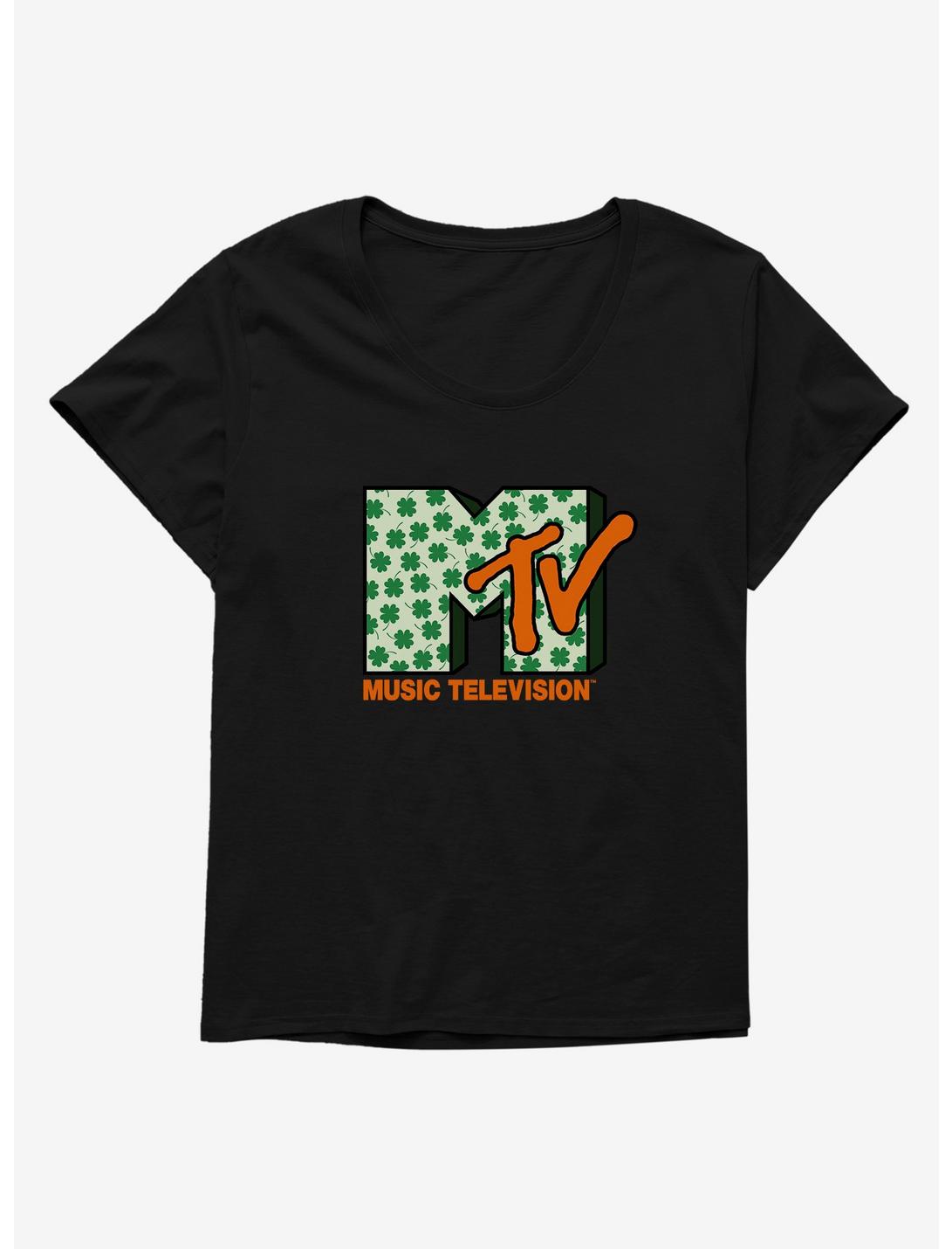 MTV Four Leaf Clover Logo Girls T-Shirt Plus Size, BLACK, hi-res