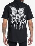 Wicked Bat Eyeball Woven Button-Up, WHITE, hi-res