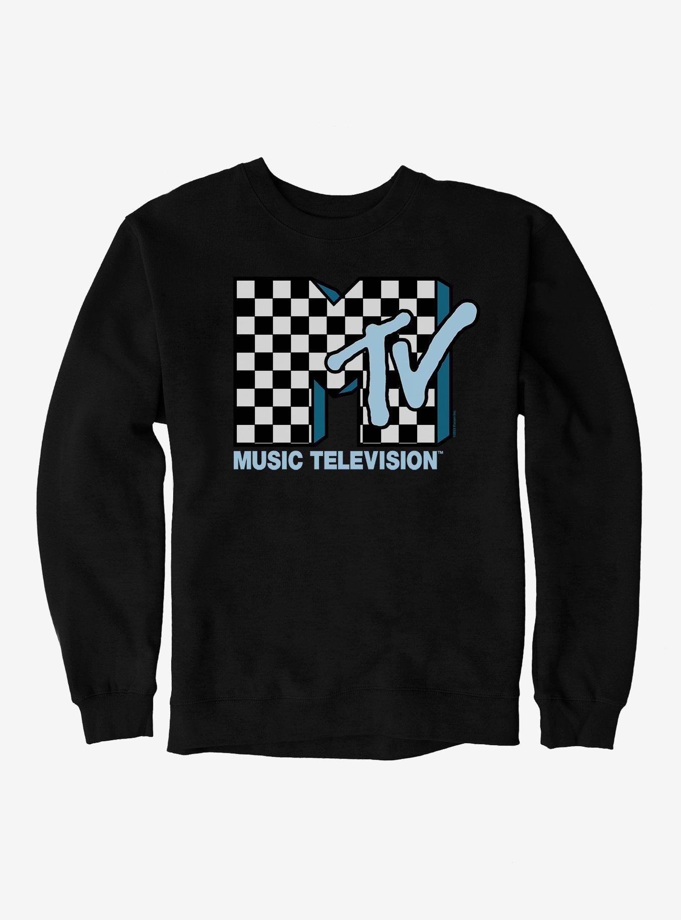 MTV Checkerboard Logo Sweatshirt, BLACK, hi-res