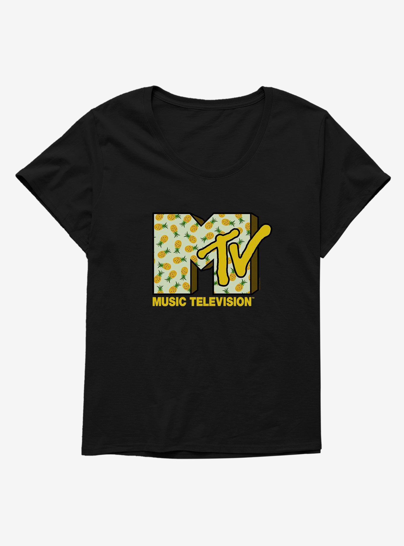 MTV Pineapple Logo Girls T-Shirt Plus Size, BLACK, hi-res