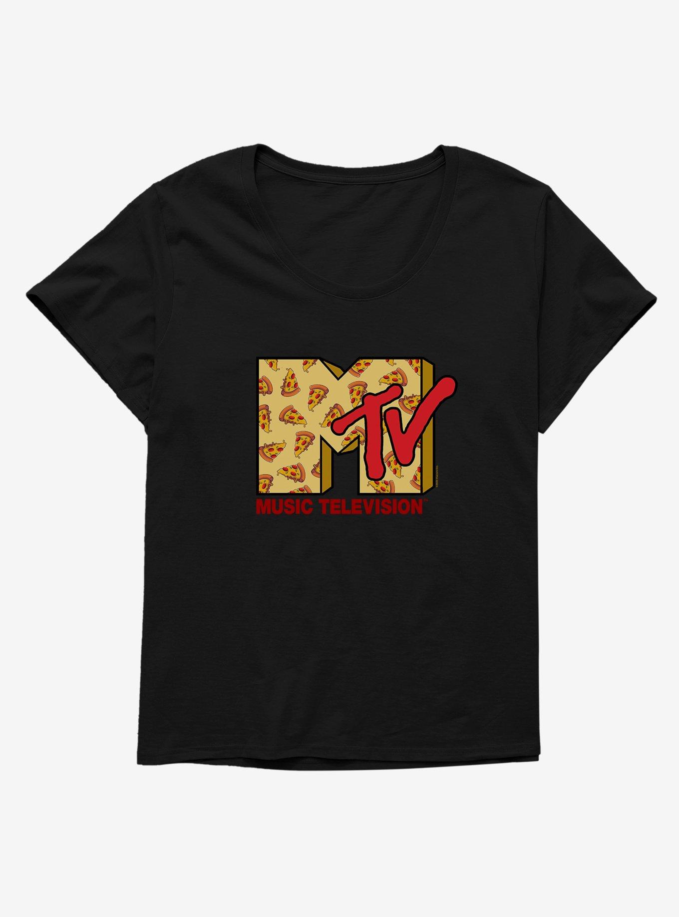 MTV Pizza Logo Girls T-Shirt Plus Size, BLACK, hi-res