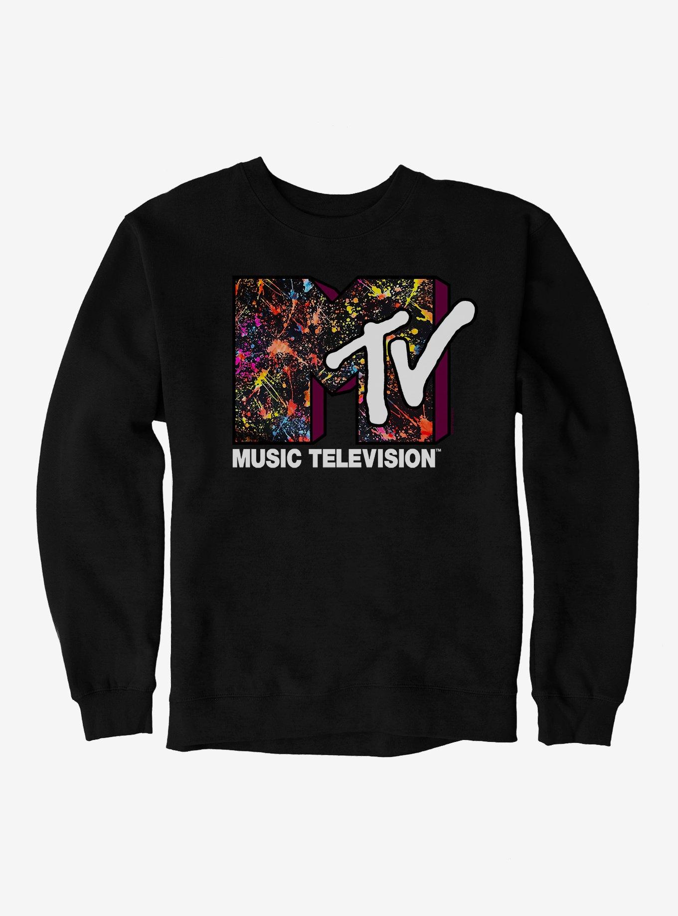 MTV Paint Splatter Logo Sweatshirt, BLACK, hi-res