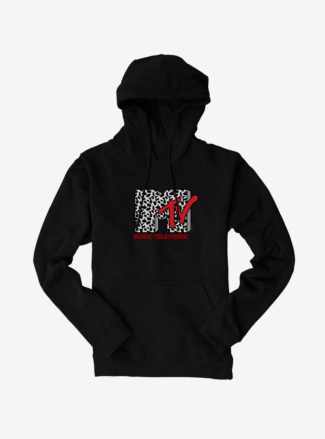 MTV Cow Print Logo Hoodie, BLACK, hi-res