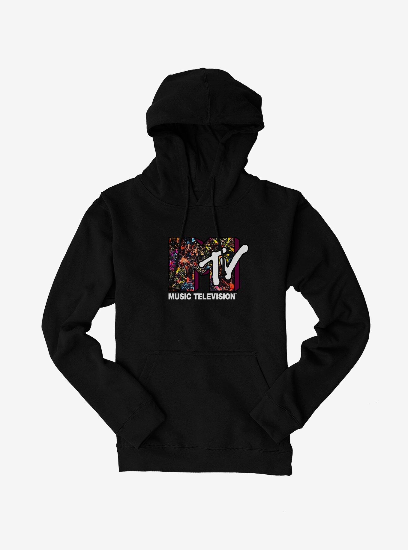 MTV Paint Splatter Logo Hoodie, BLACK, hi-res