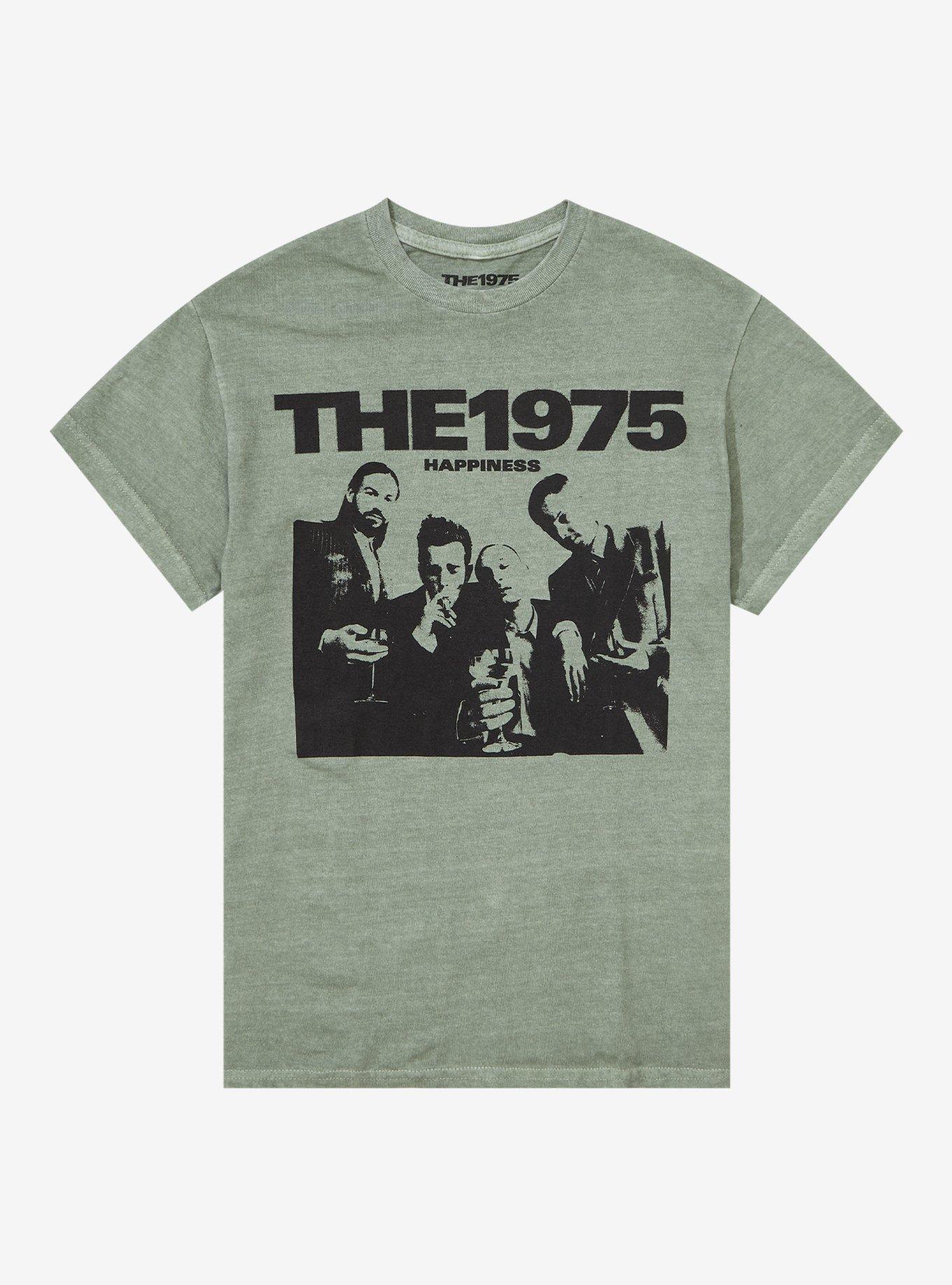 新しい季節 The 1975 T-Shirt Girls Fit Boyfriend Green Sage Happiness ミュージシャン