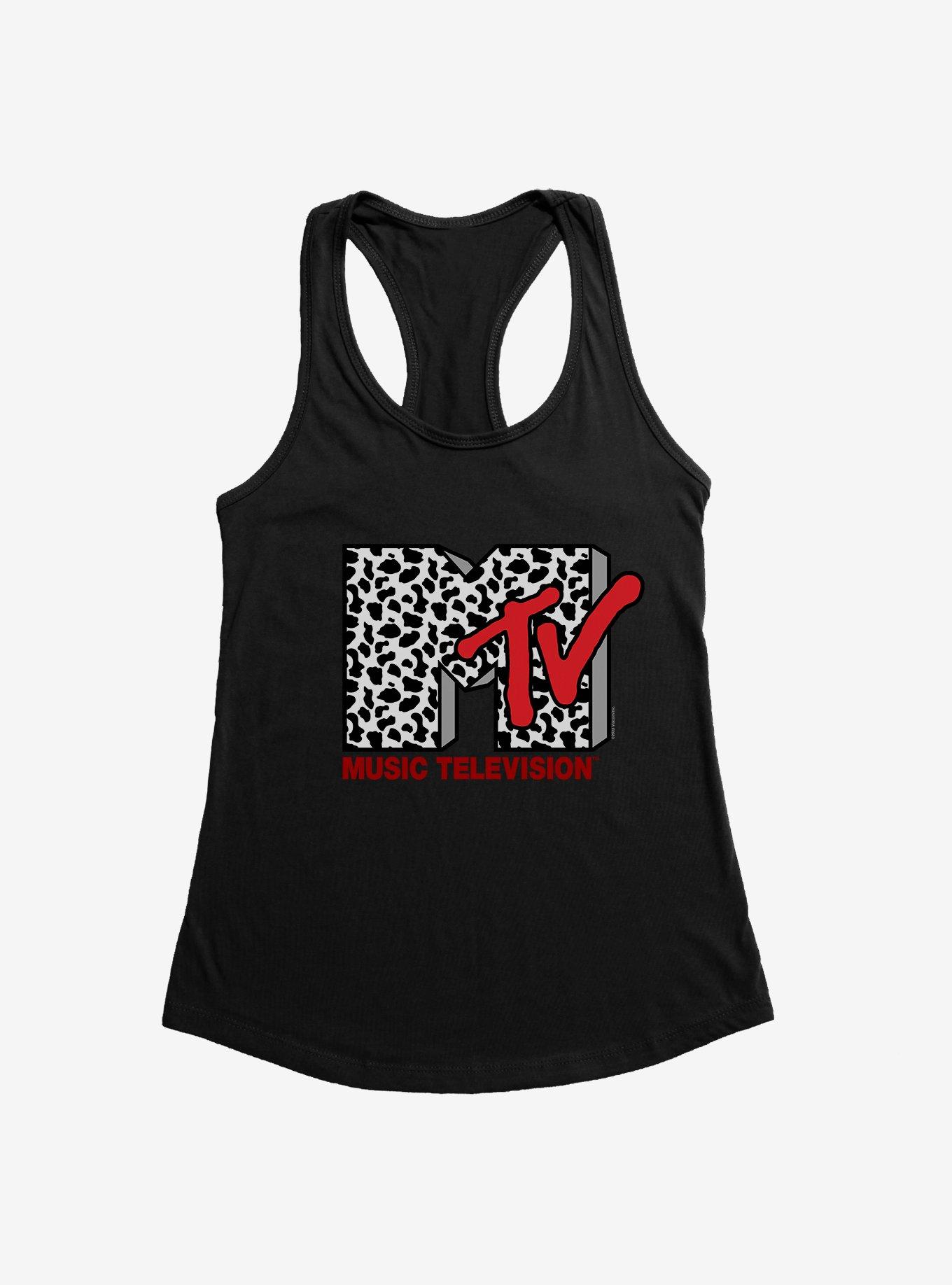 MTV Cow Print Logo Girls Tank, BLACK, hi-res