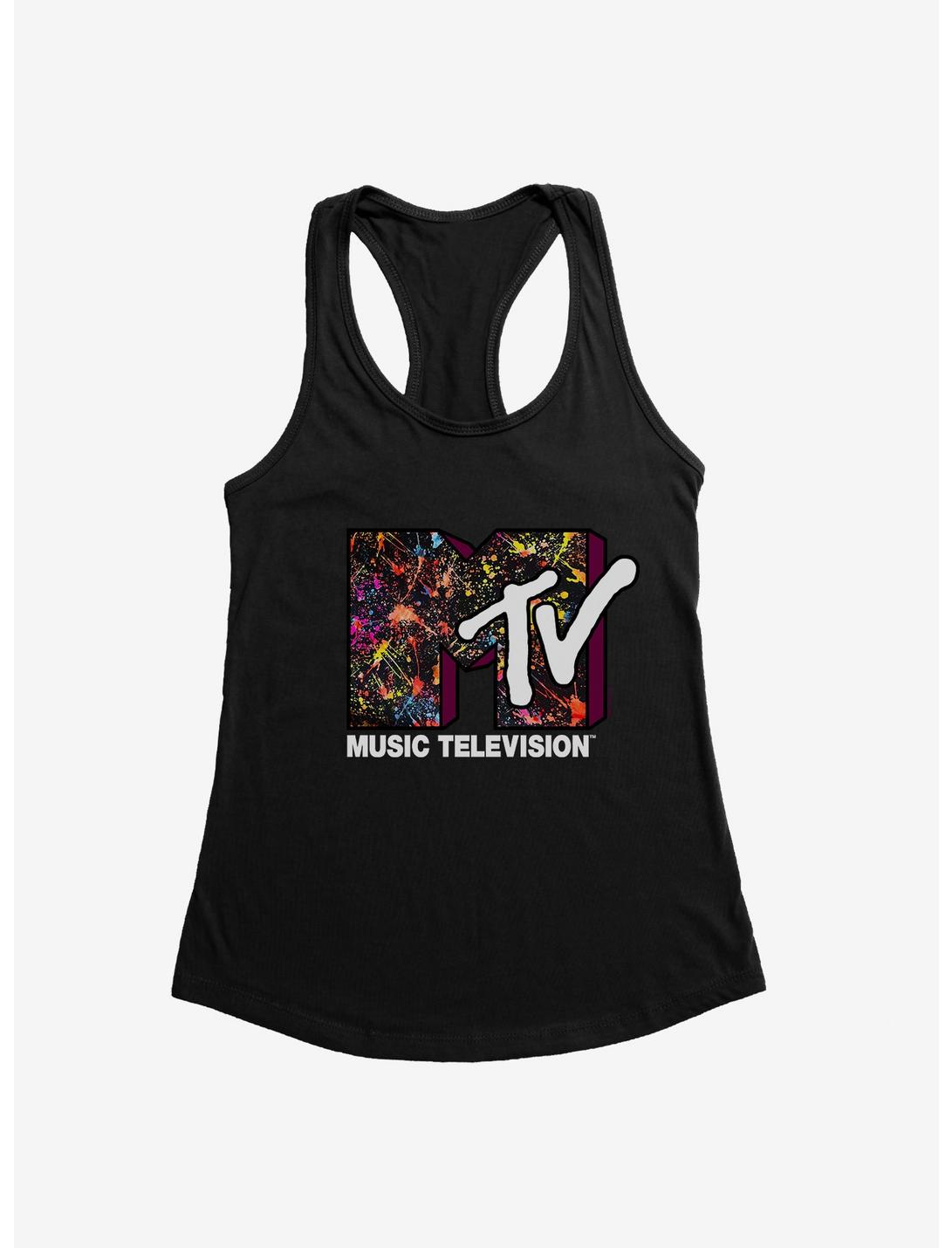 MTV Paint Splatter Logo Girls Tank, BLACK, hi-res