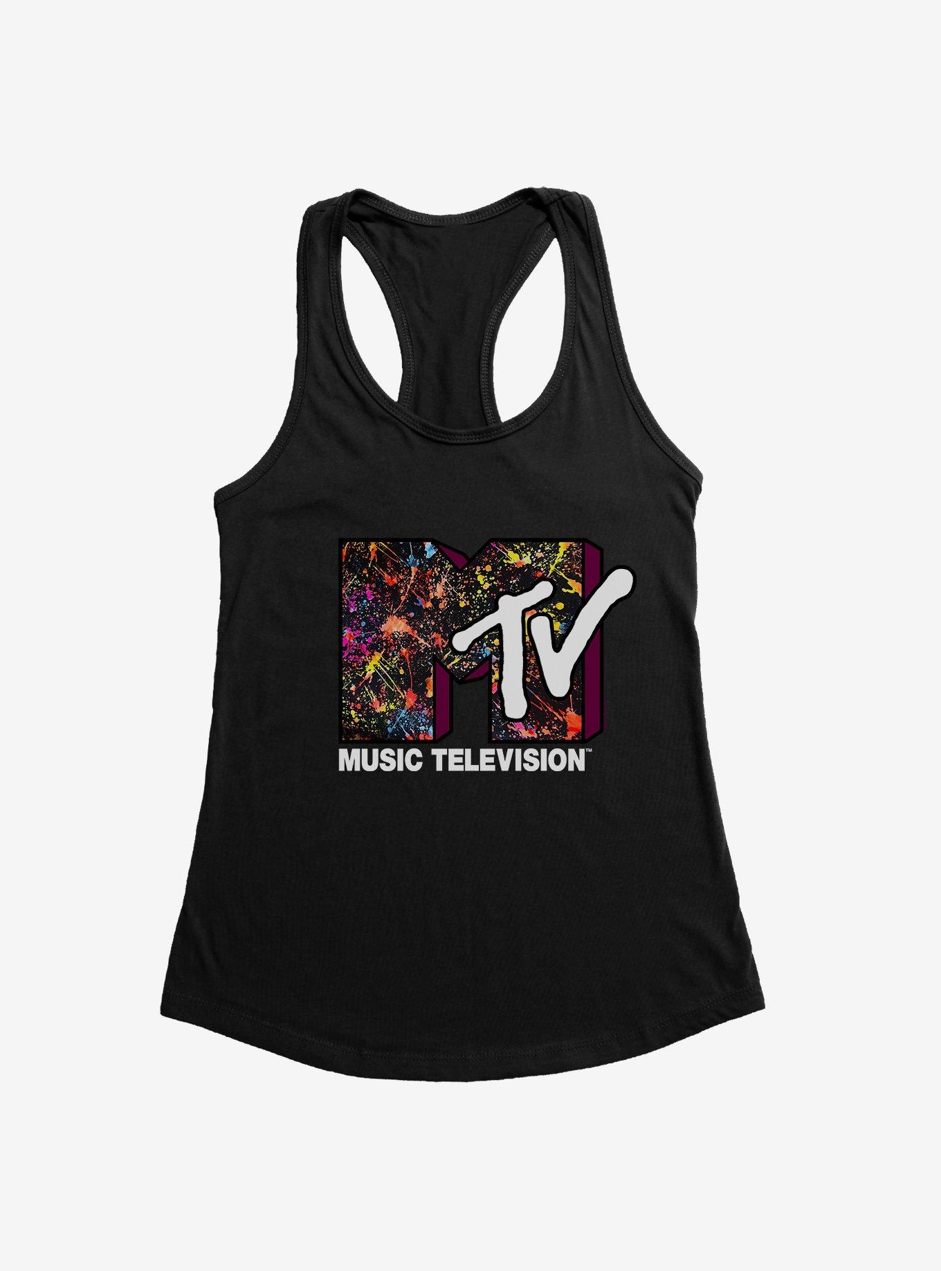 MTV Paint Splatter Logo Girls Tank, BLACK, hi-res