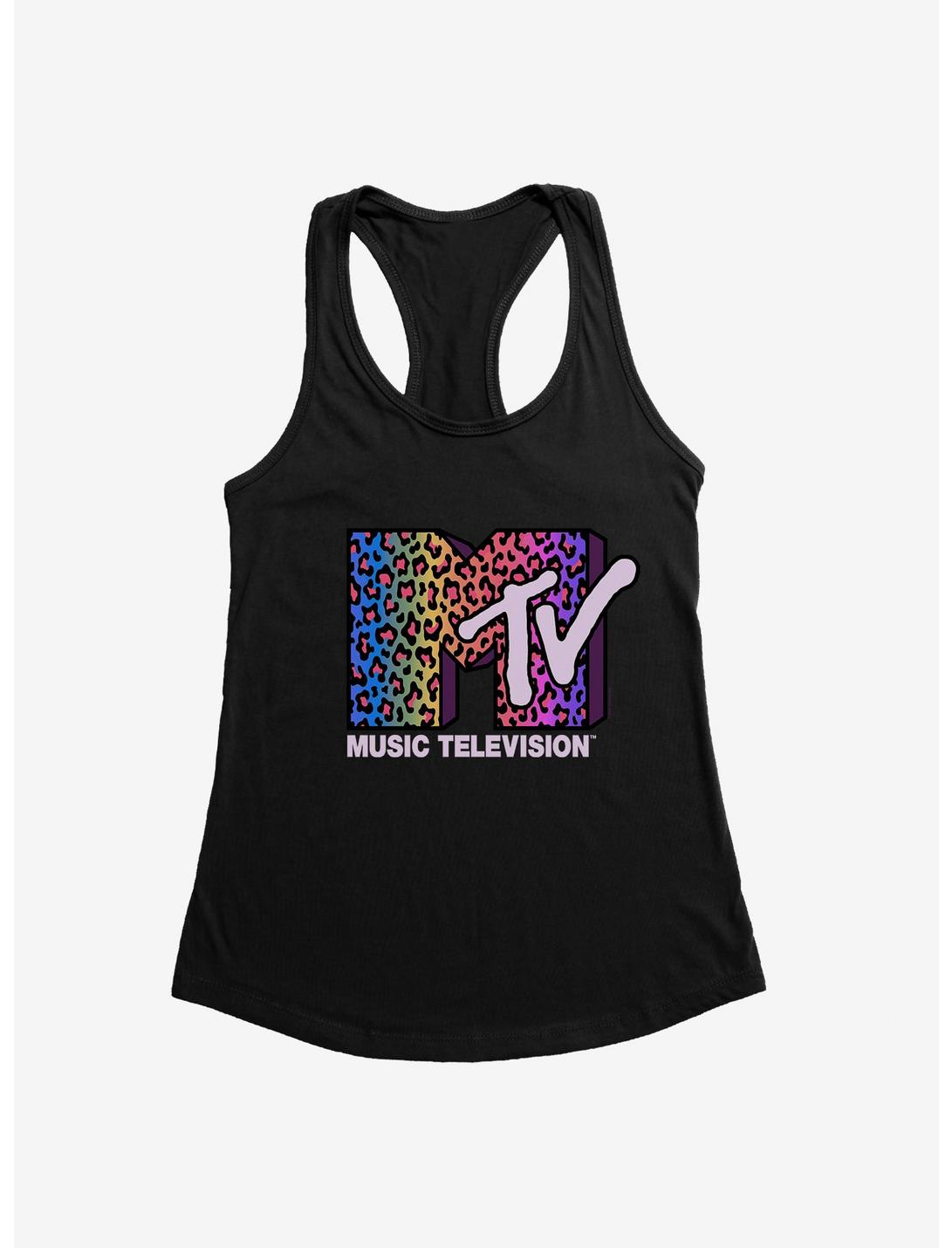 MTV Rainbow Cheetah Logo Girls Tank, BLACK, hi-res