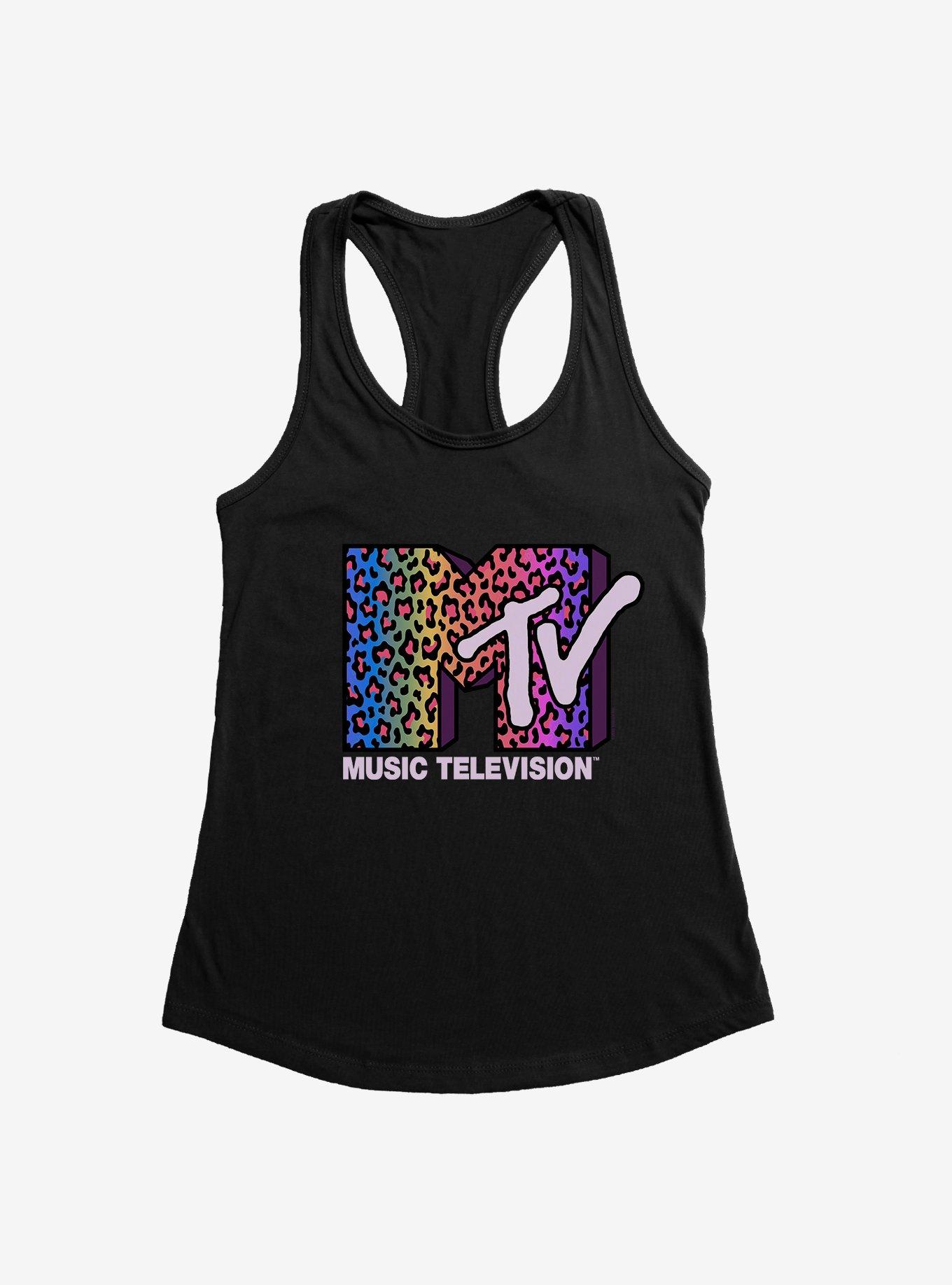 MTV Rainbow Cheetah Logo Girls Tank, BLACK, hi-res