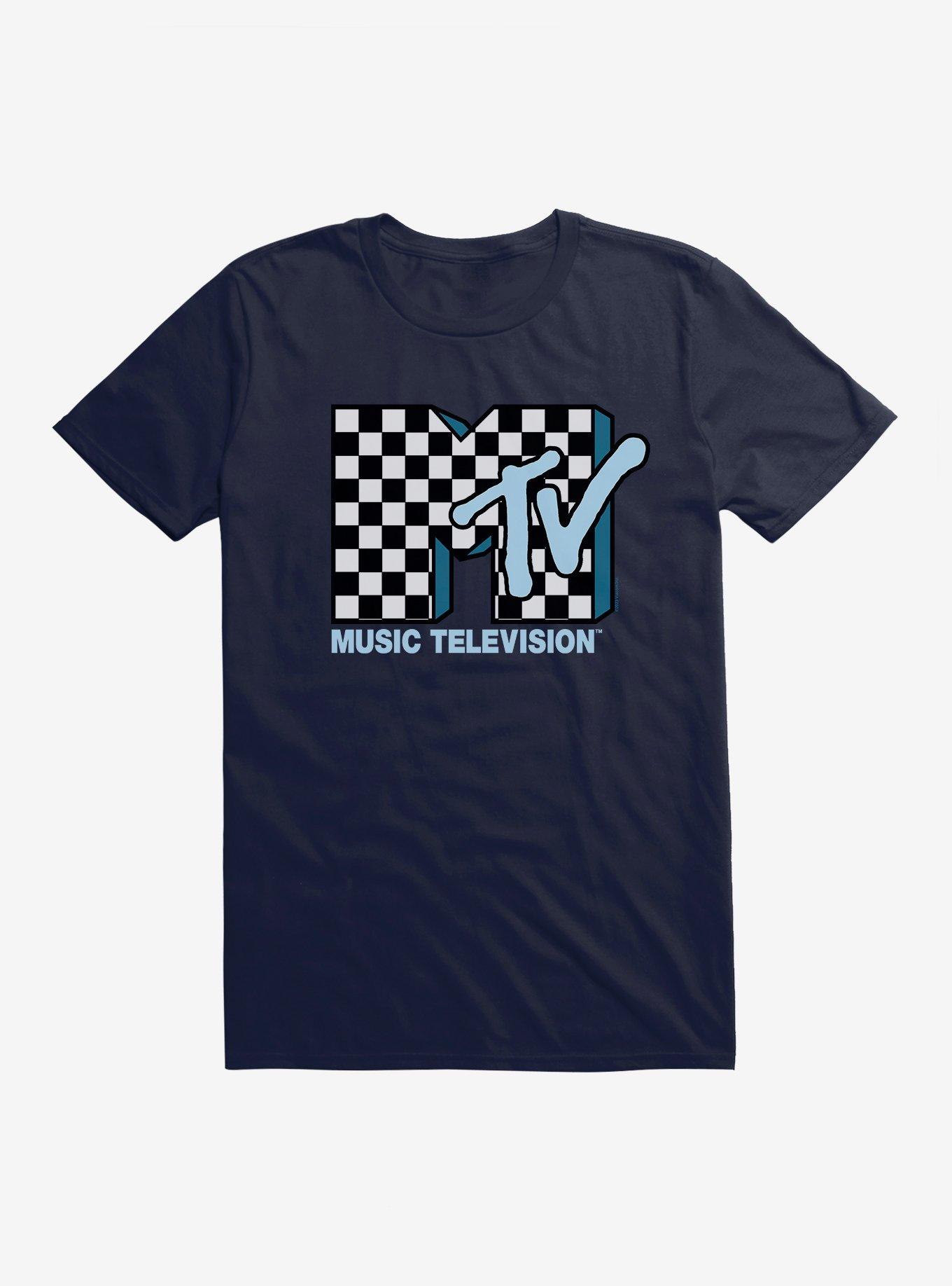 MTV Checkerboard Logo T-Shirt, NAVY, hi-res
