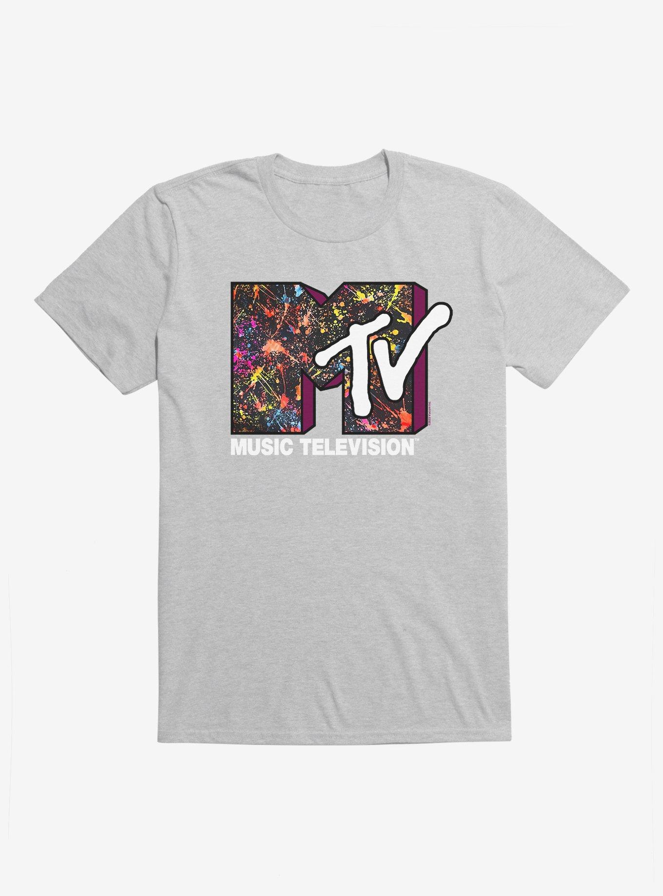 MTV Paint Splatter Logo T-Shirt, HEATHER GREY, hi-res